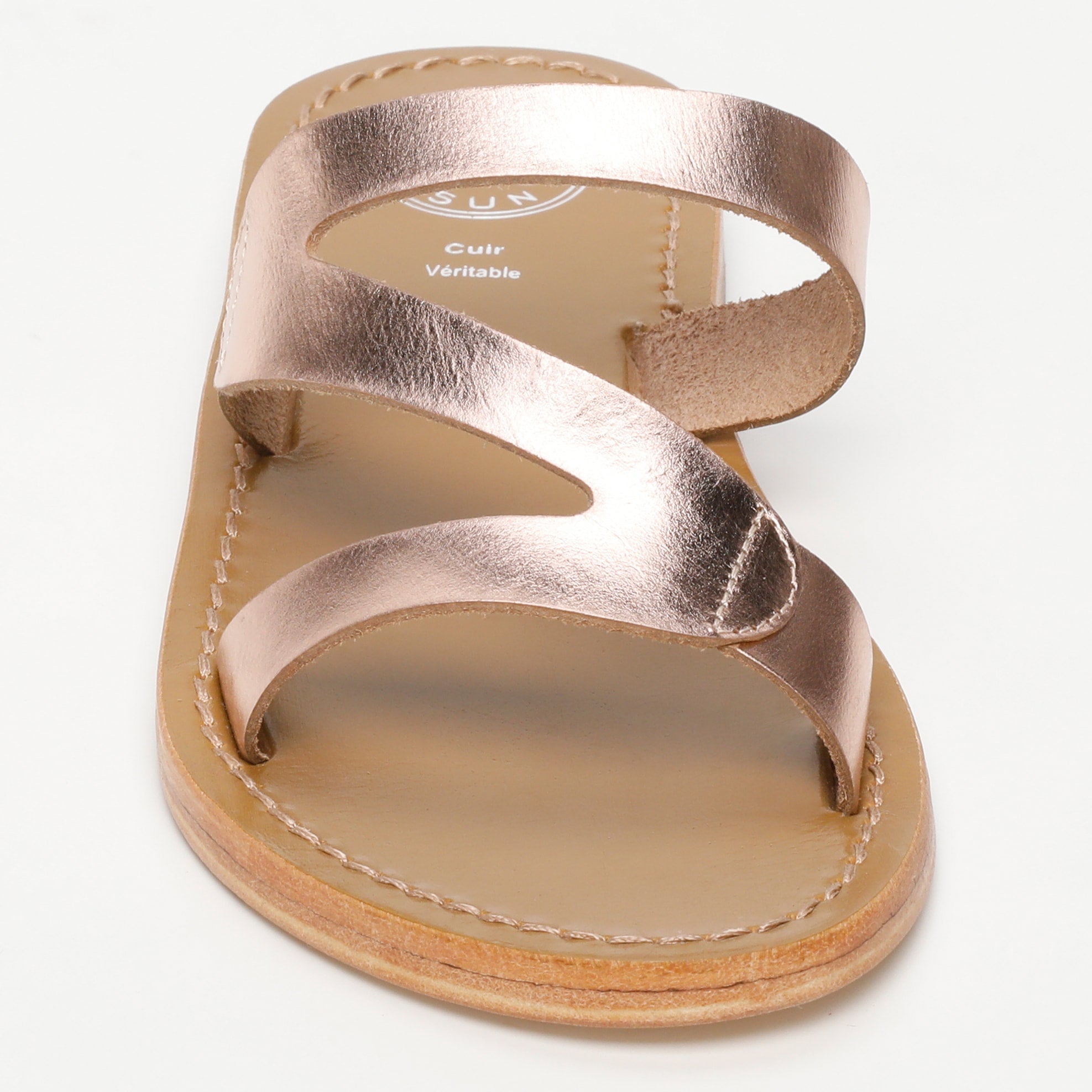 PALAMOS mules en cuir or rose