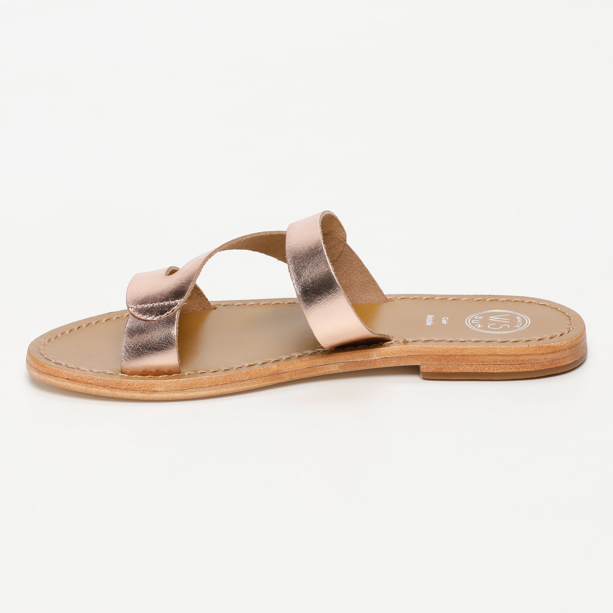PALAMOS mules en cuir or rose