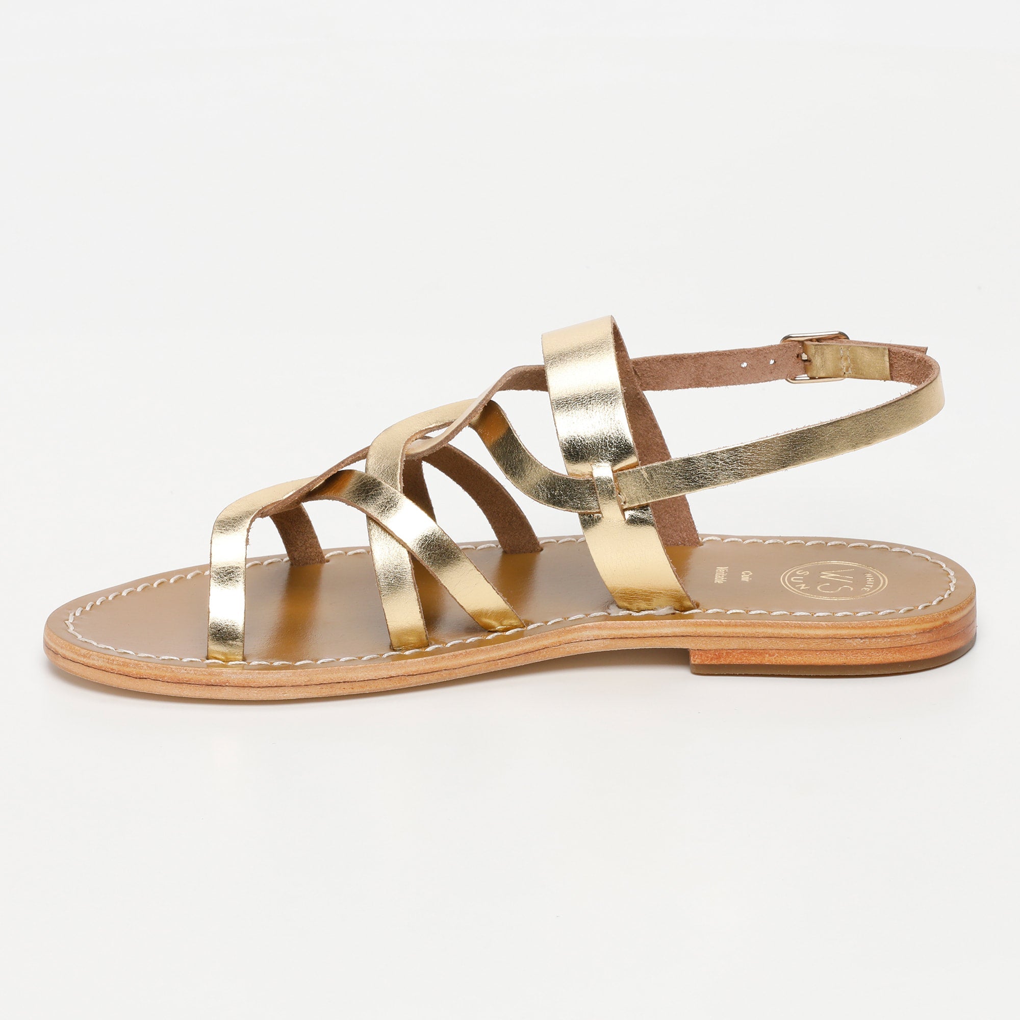 TONOSI sandales en cuir or foncé