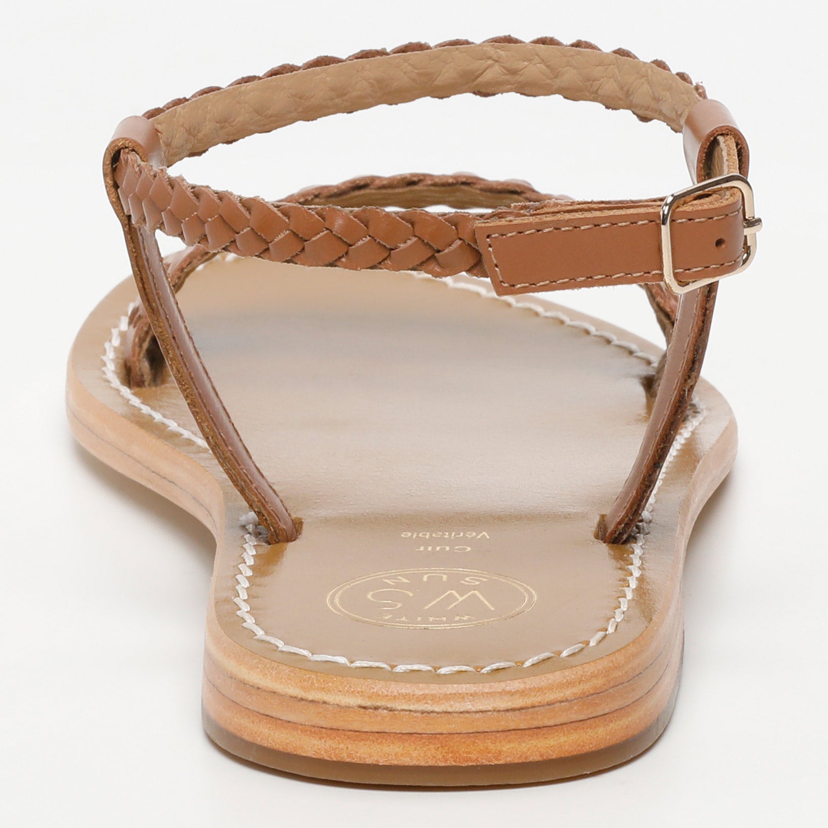 SABOGA sandales bracelet de cheville tresse en cuir camel