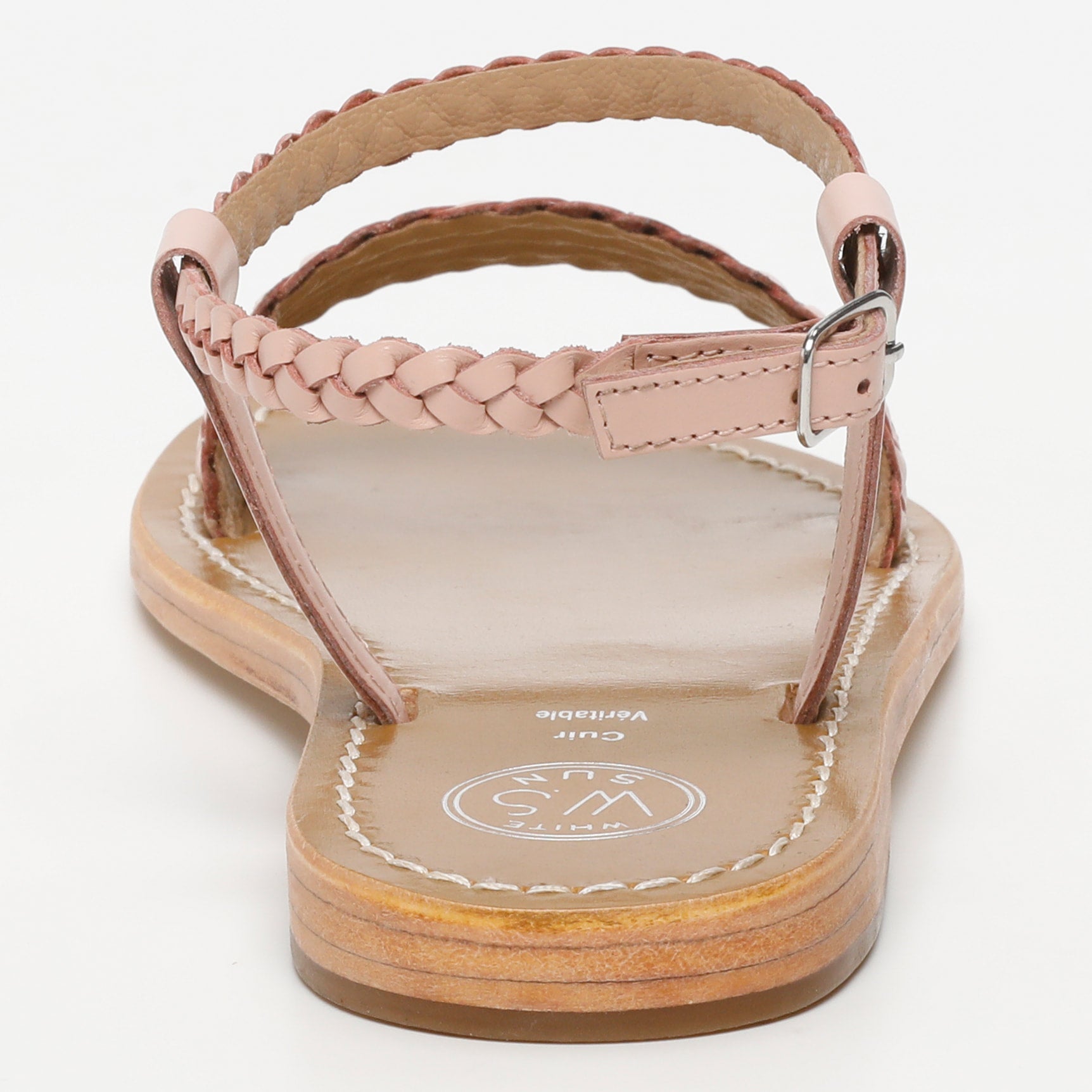 SABOGA sandales bracelet de cheville tresse en cuir rose