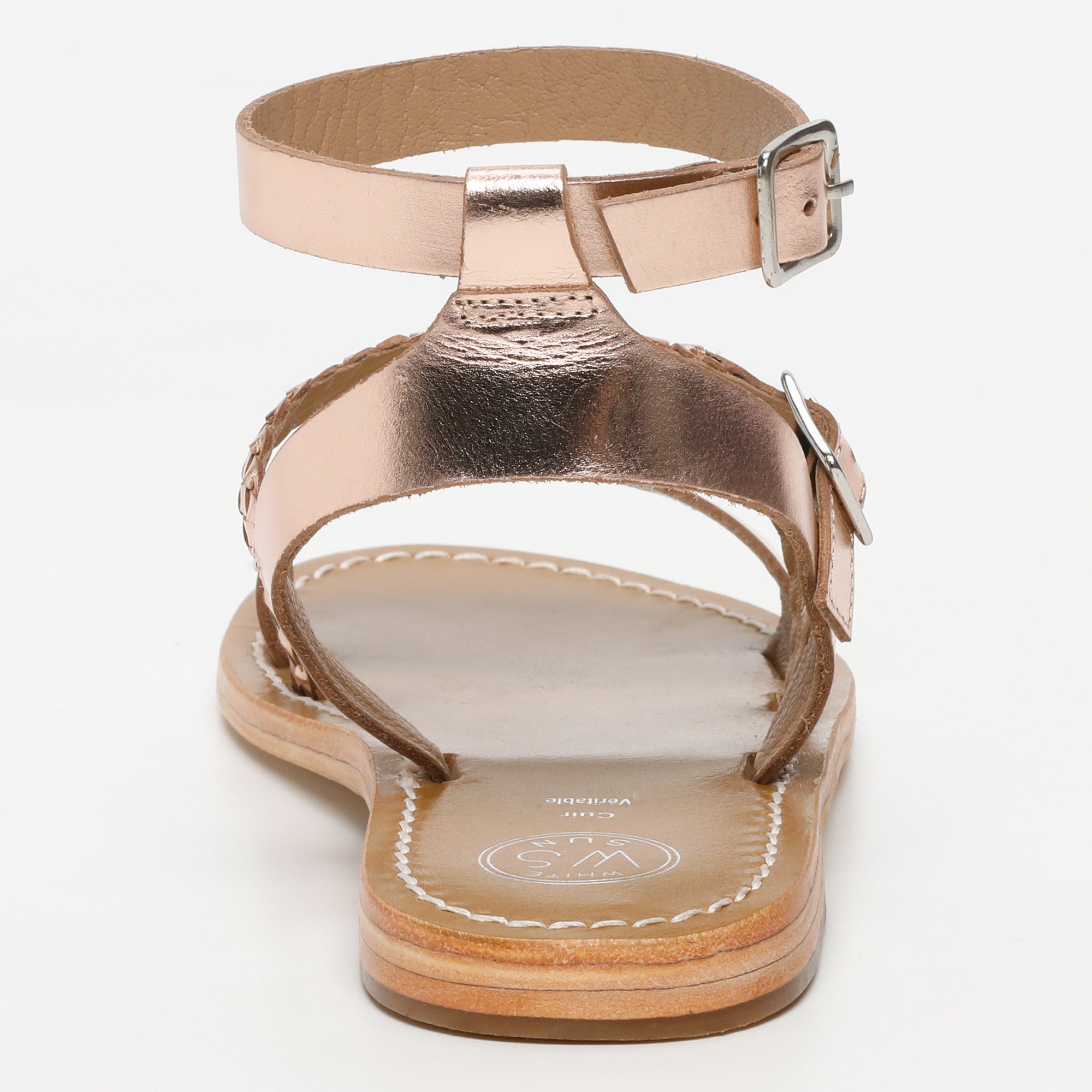 PALMIRA sandales bracelet de cheville tresse en cuir or rose