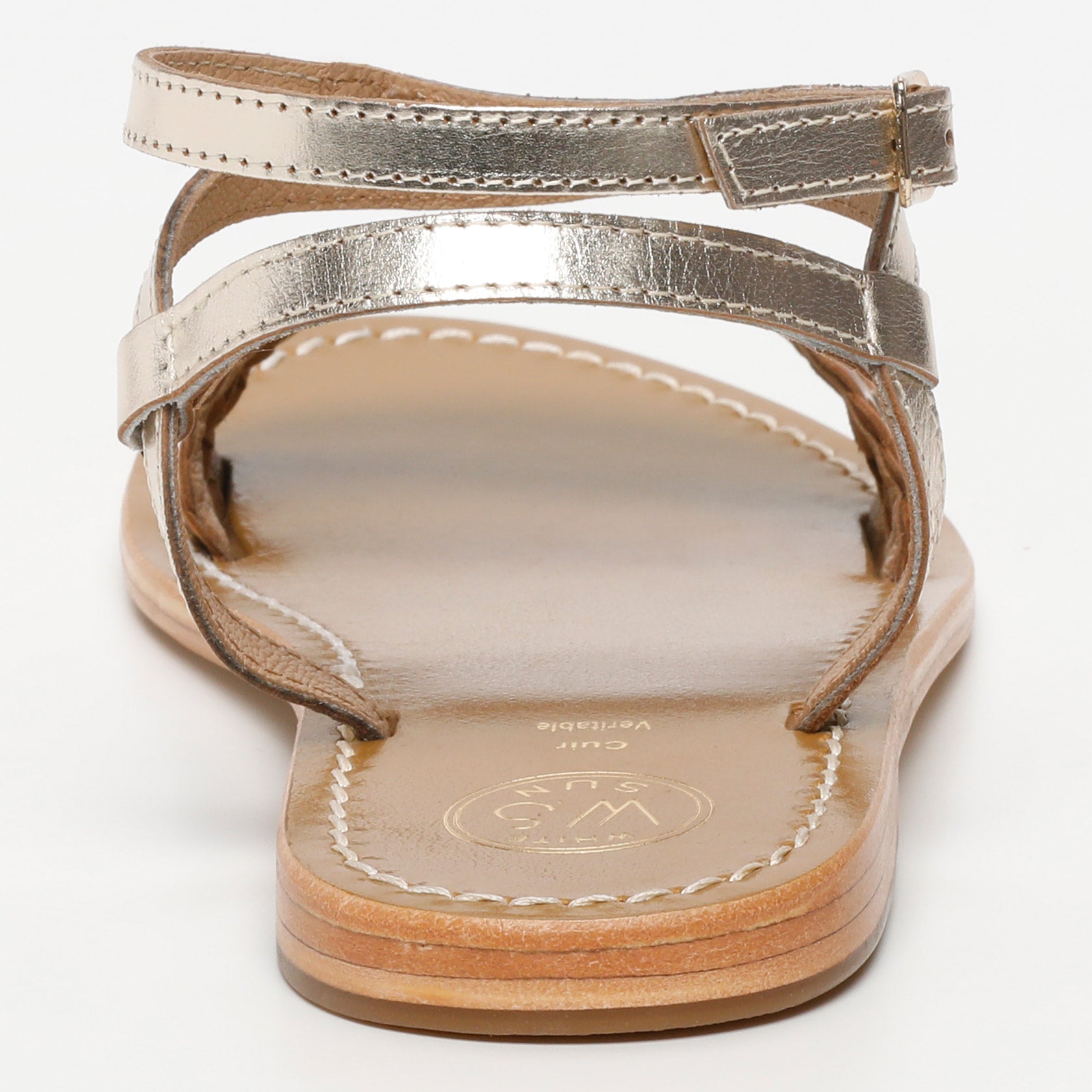 MISSAO sandales bracelet de cheville tresse en cuir or et camel
