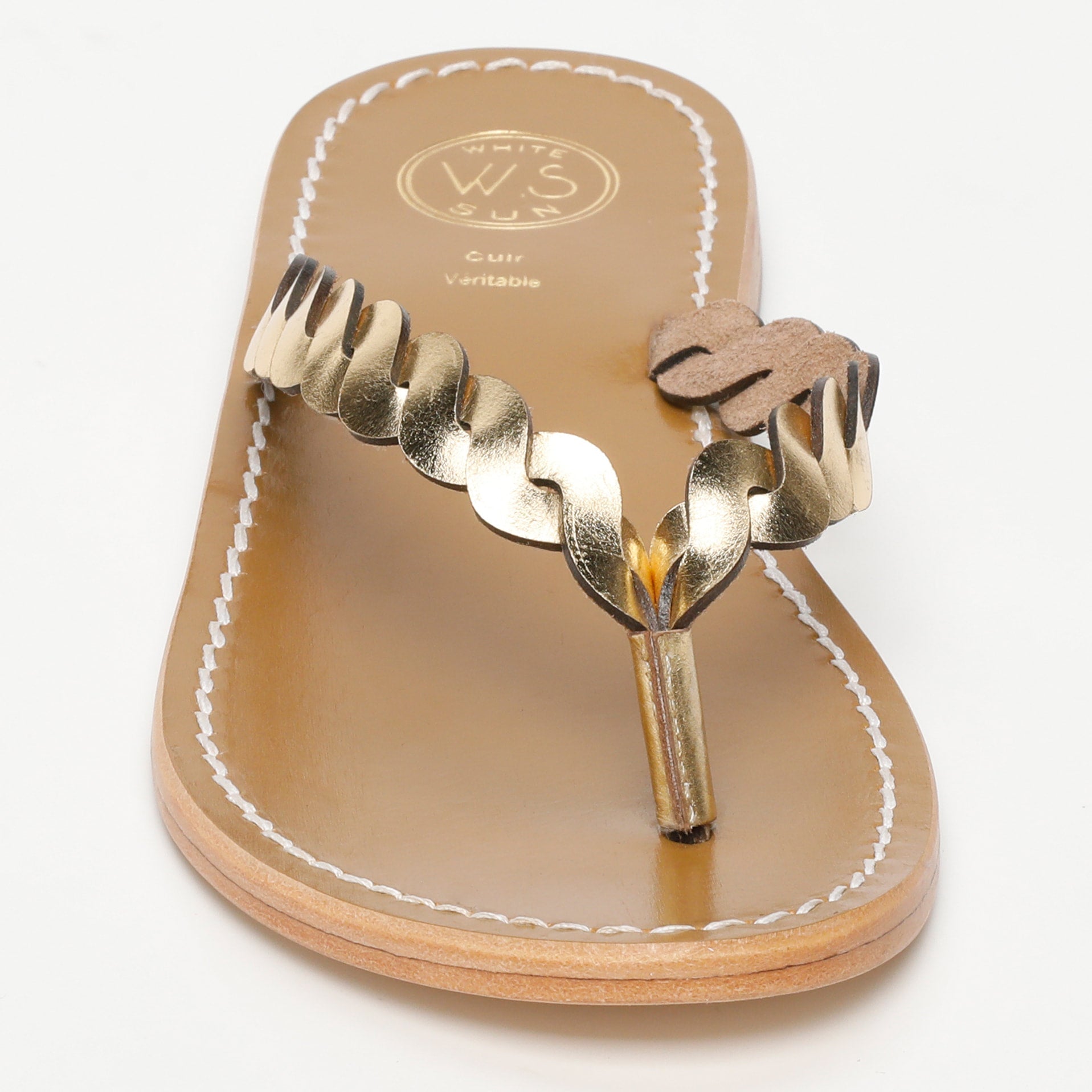 NEFELA mules entre doigt en cuir or foncé