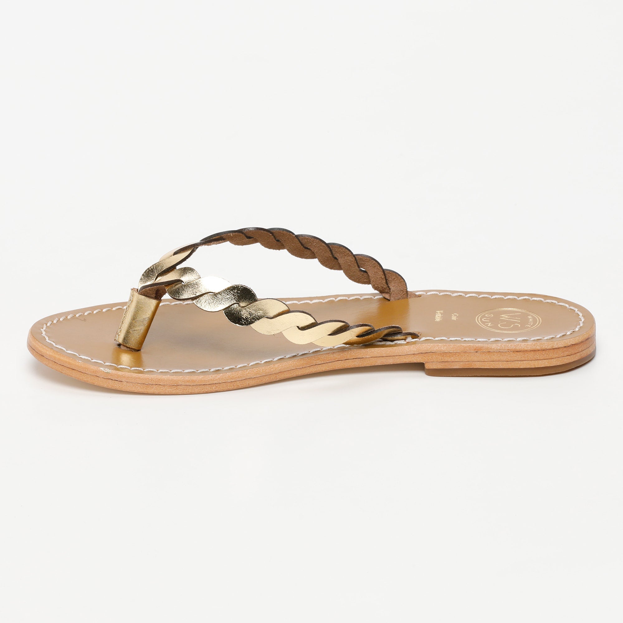 NEFELA mules entre doigt en cuir or foncé
