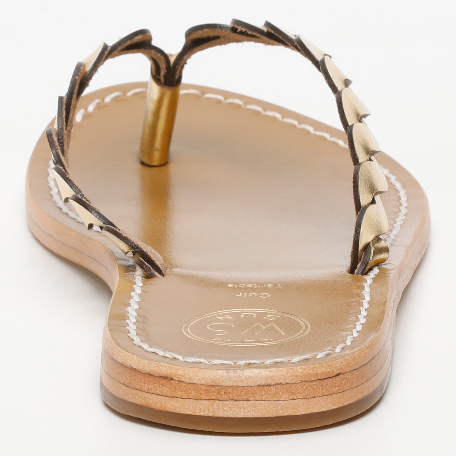 NEFELA mules entre doigt en cuir or foncé