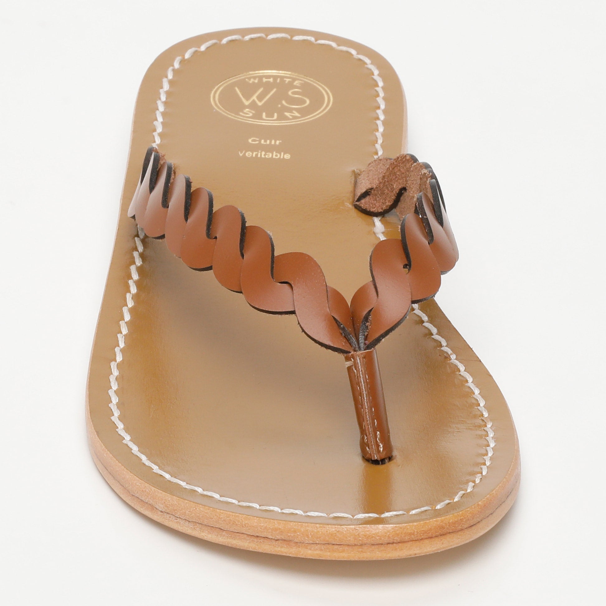 NEFELA mules entre doigt en cuir camel