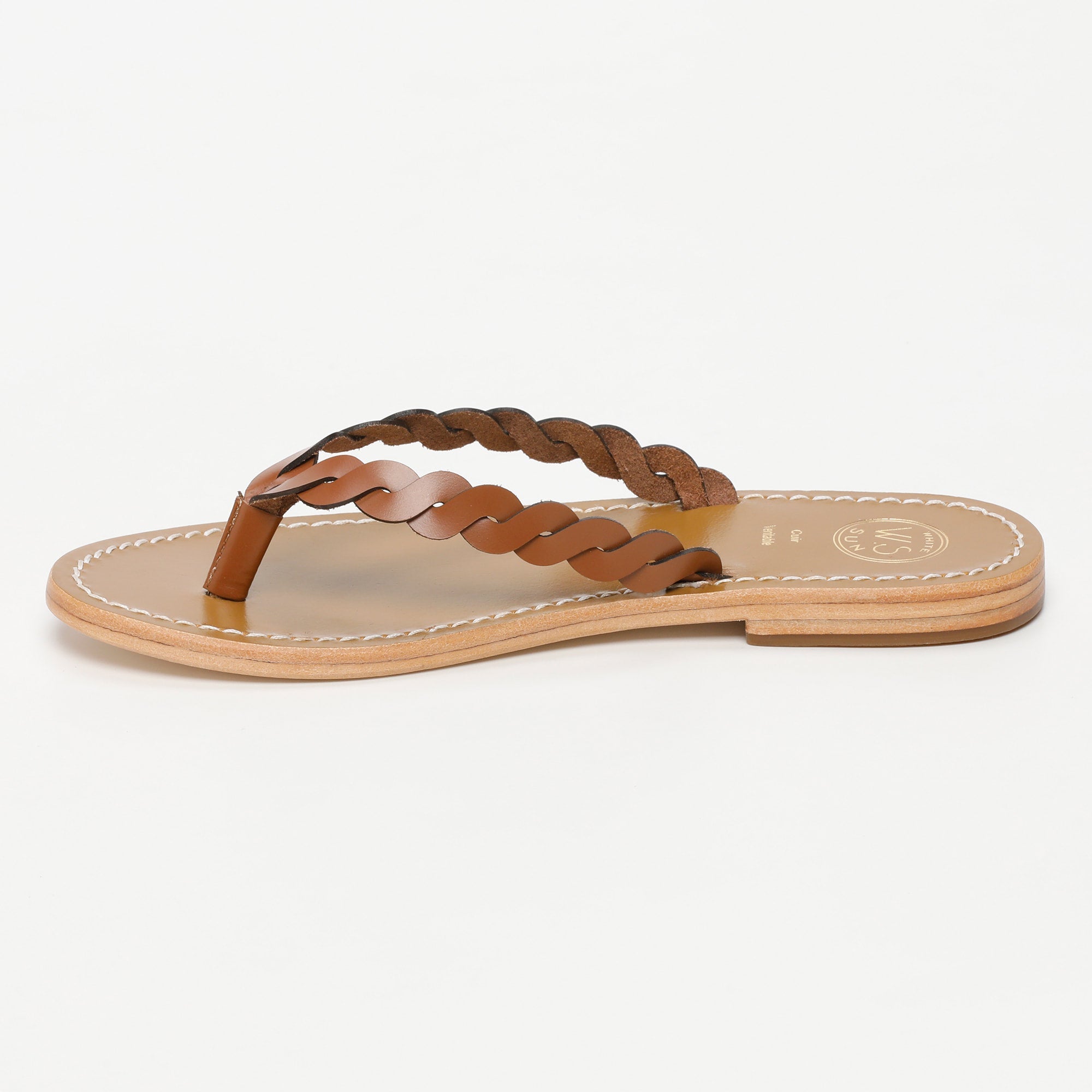 NEFELA mules entre doigt en cuir camel