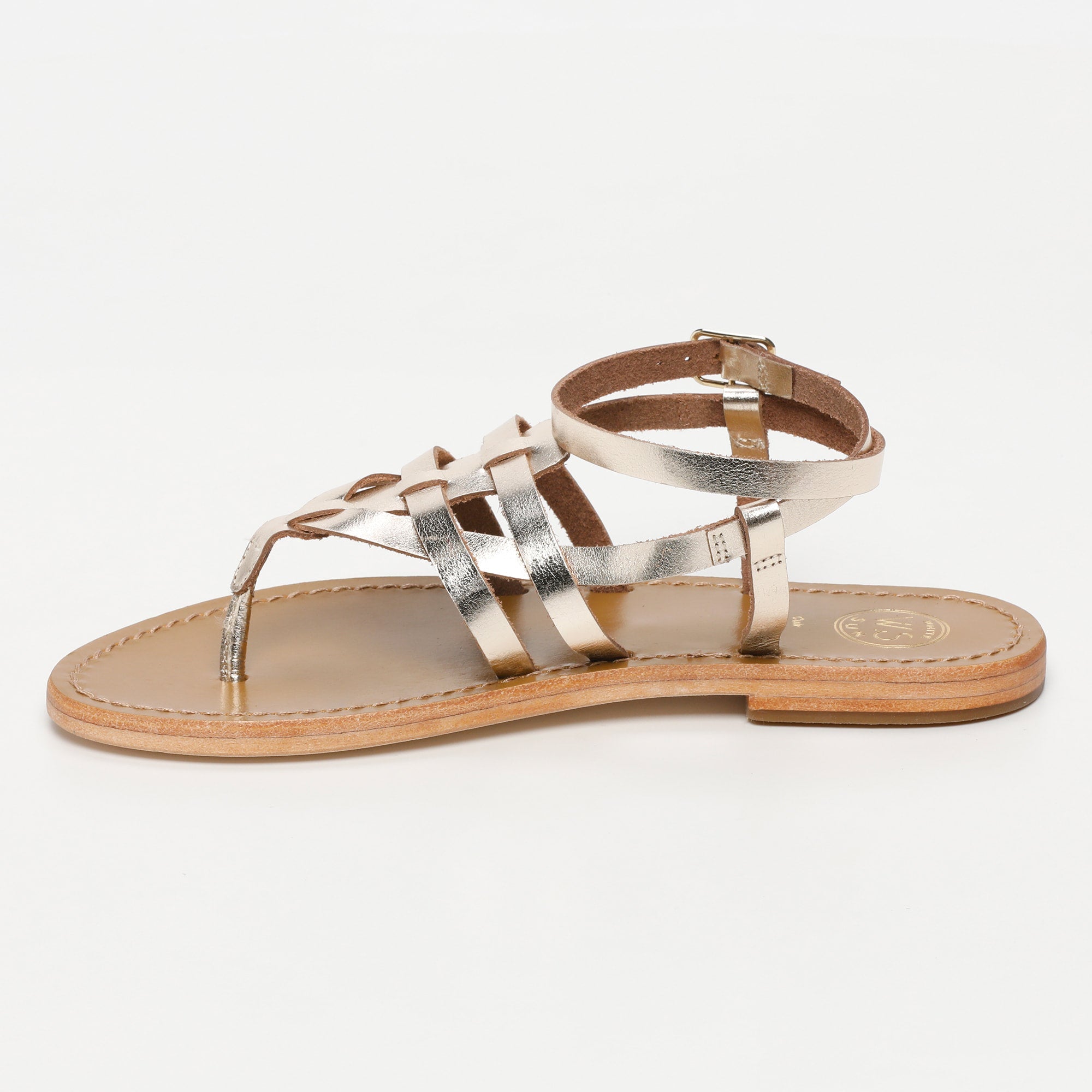 MAIA sandales spartiates entre doigt en cuir or