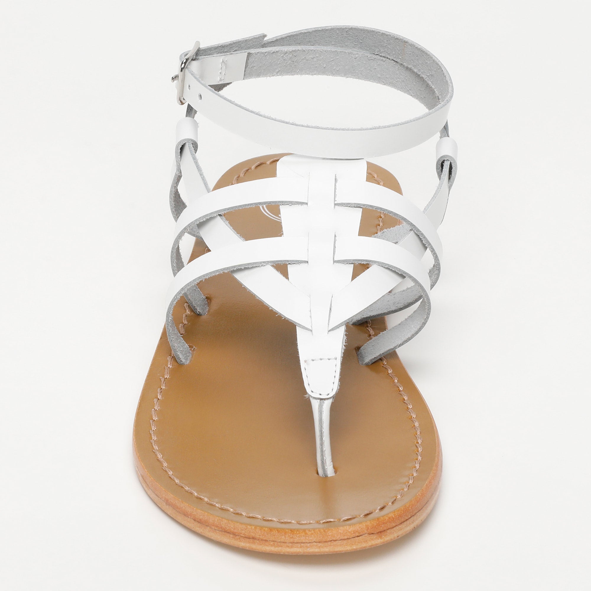 MAIA sandales spartiates entre doigt en cuir blanc