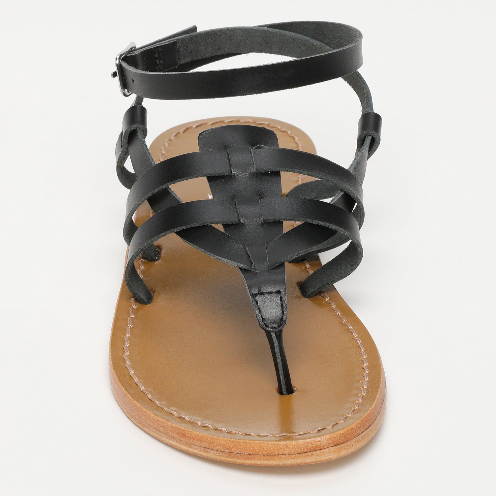 MAIA sandales spartiates entre doigt en cuir noir