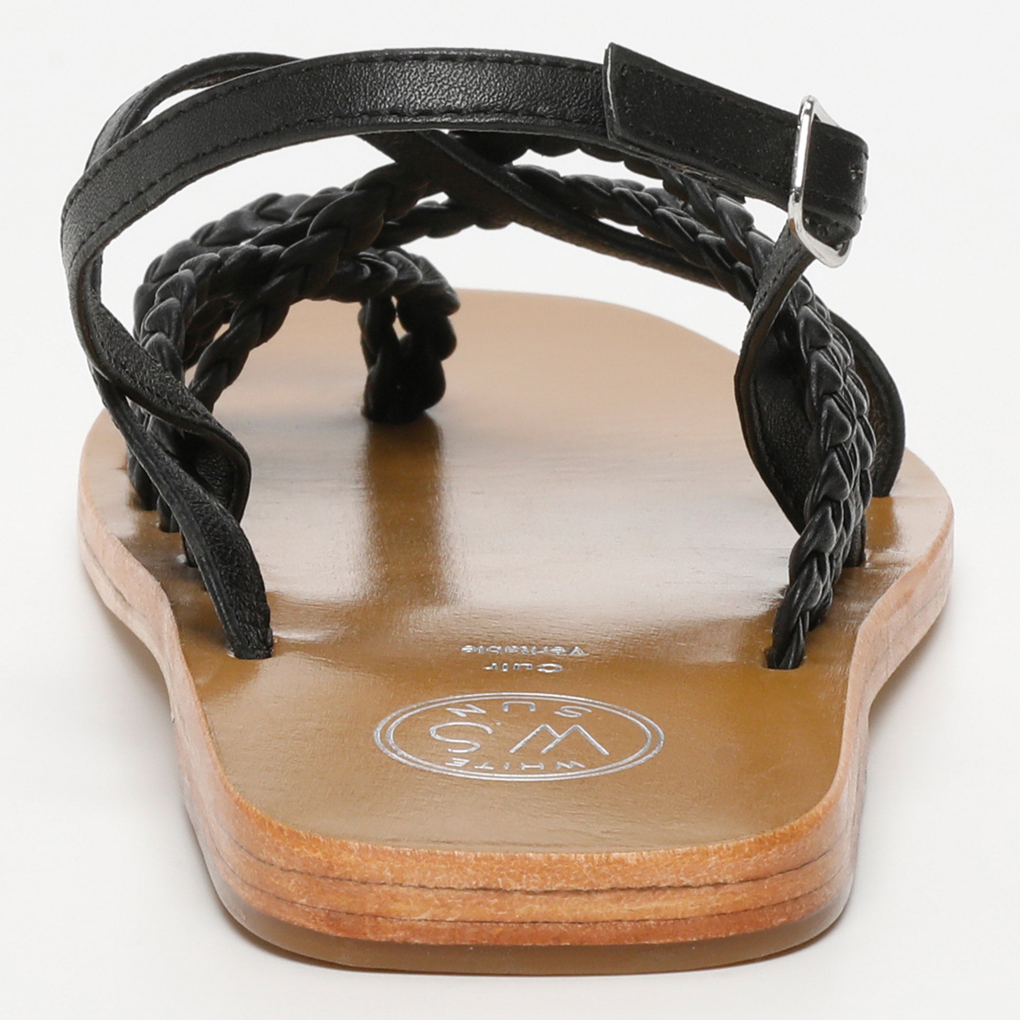 ASCAN sandales entre doigt tresse en cuir noir