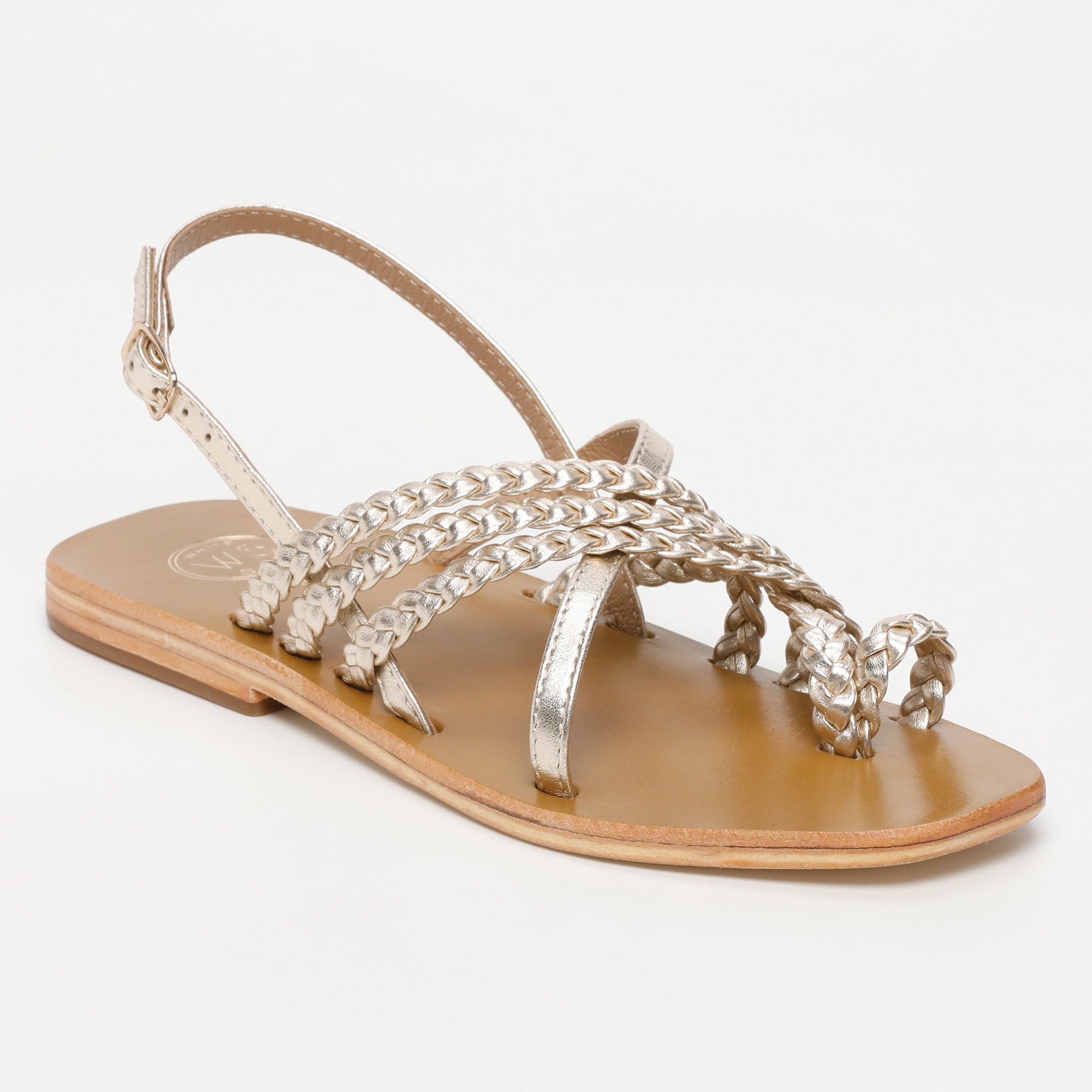 ASCAN sandales entre doigt tresse en cuir platine