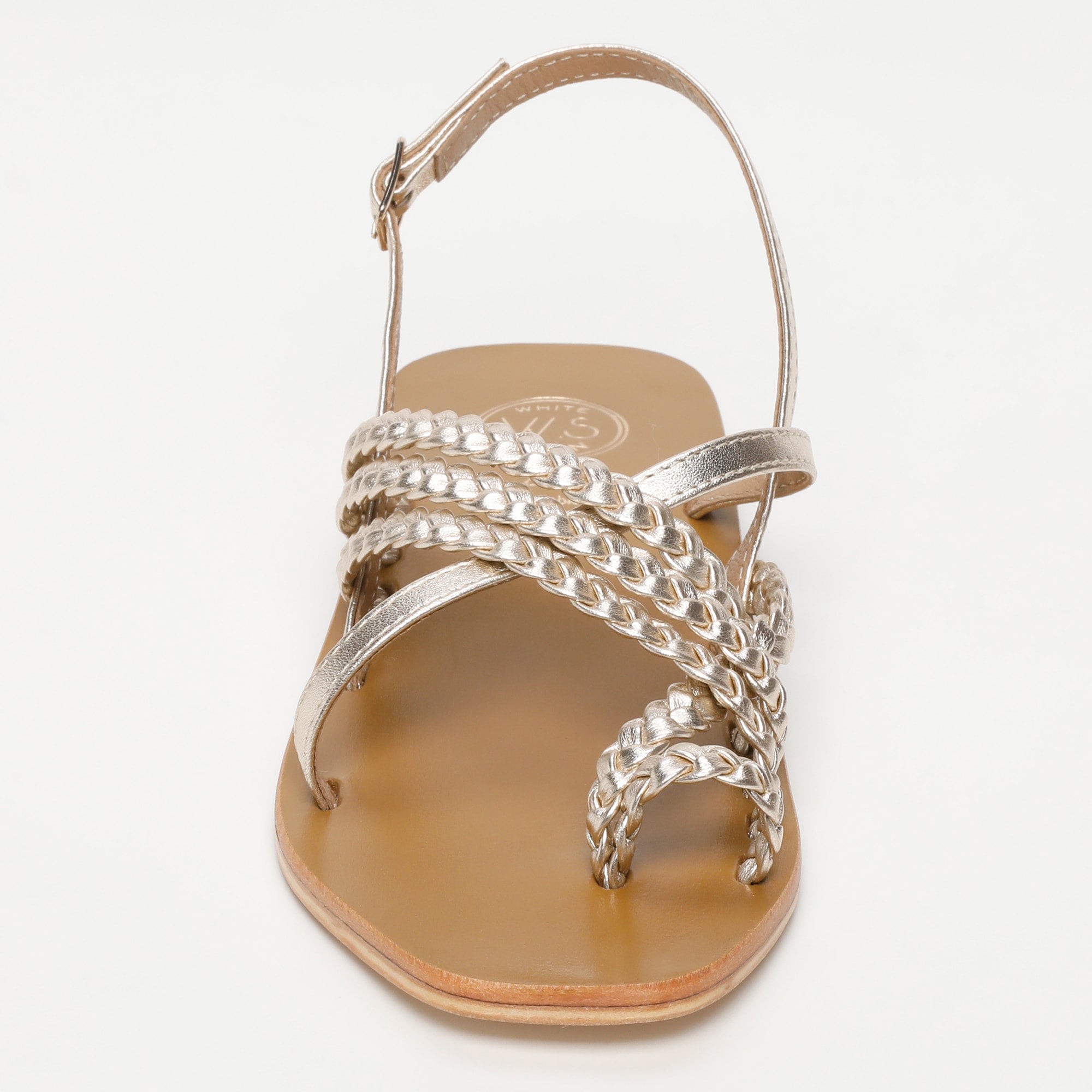 ASCAN sandales entre doigt tresse en cuir platine