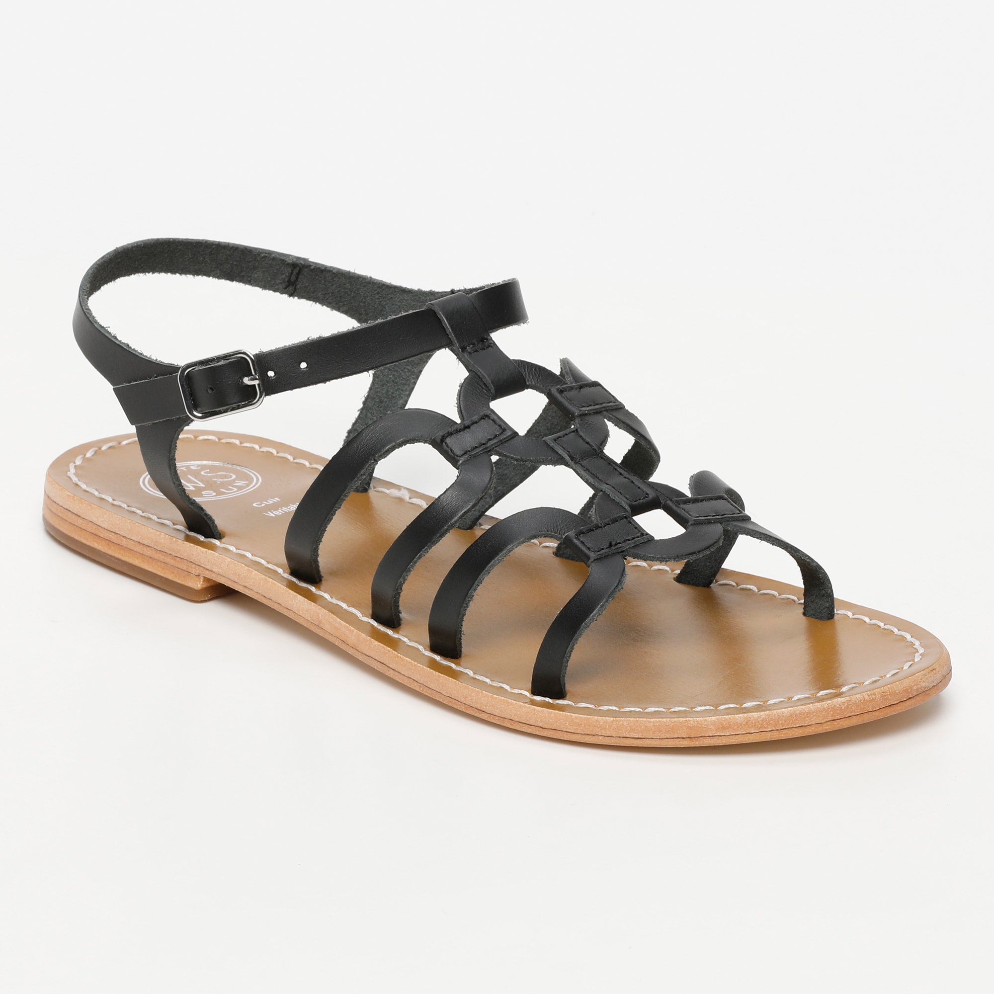 IMENI sandales en cuir noir