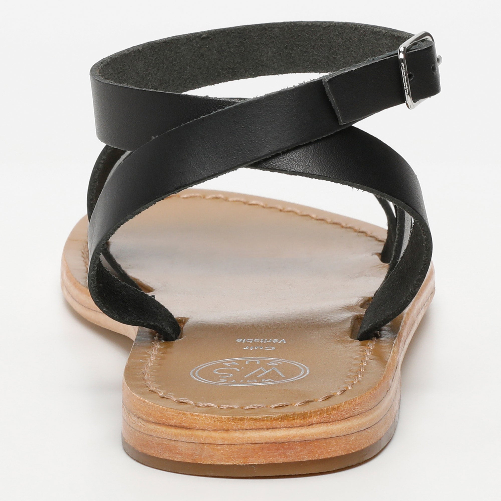 ELOVKA sandales bracelet de cheville en cuir noir