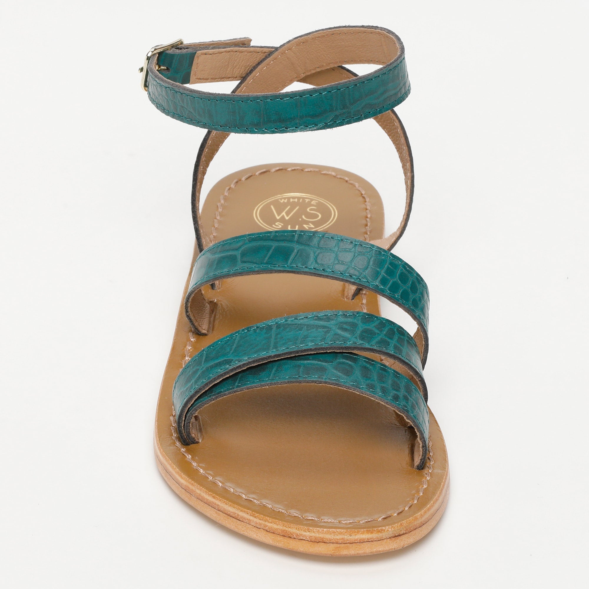 ELOVKA sandales en cuir croco vert