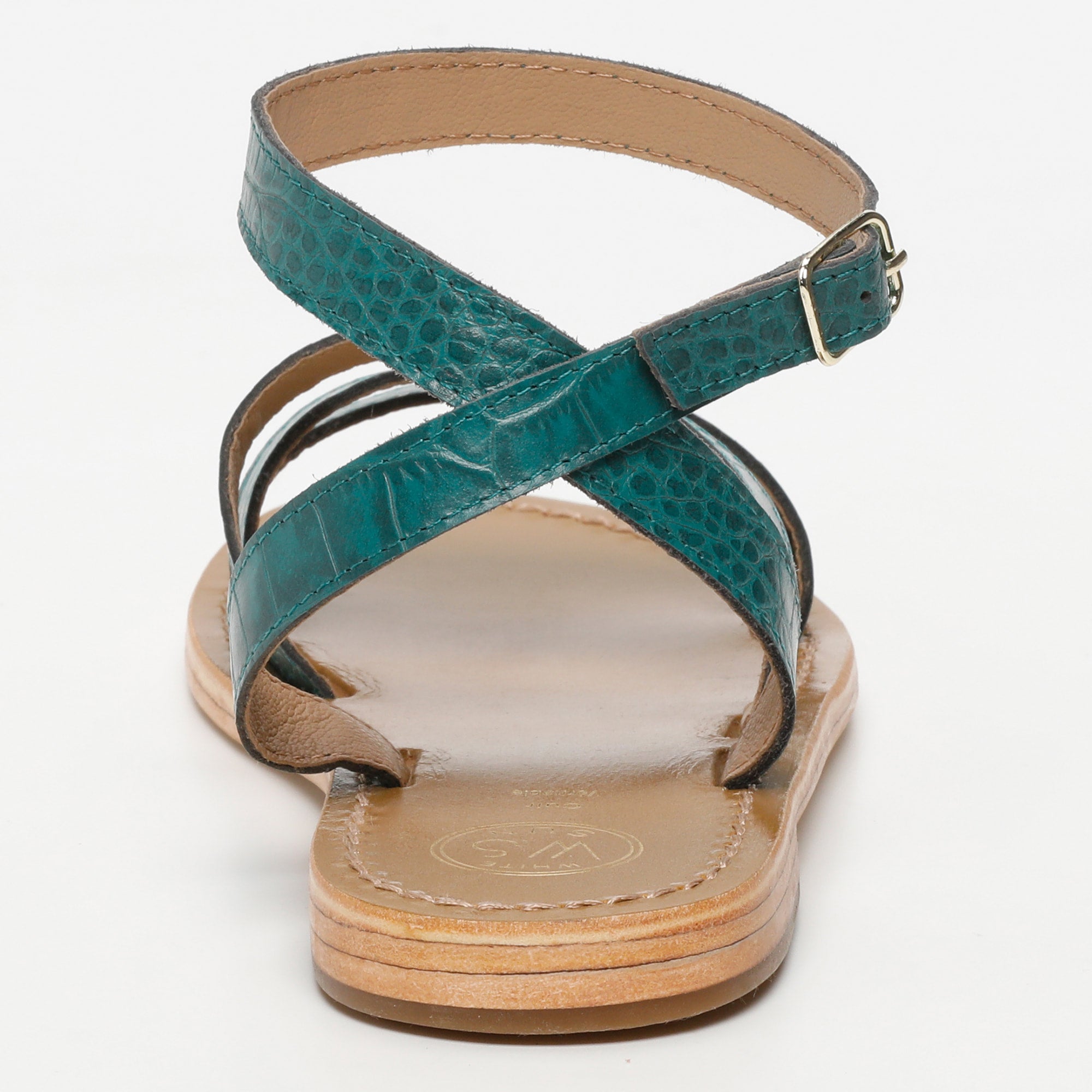 ELOVKA sandales en cuir croco vert