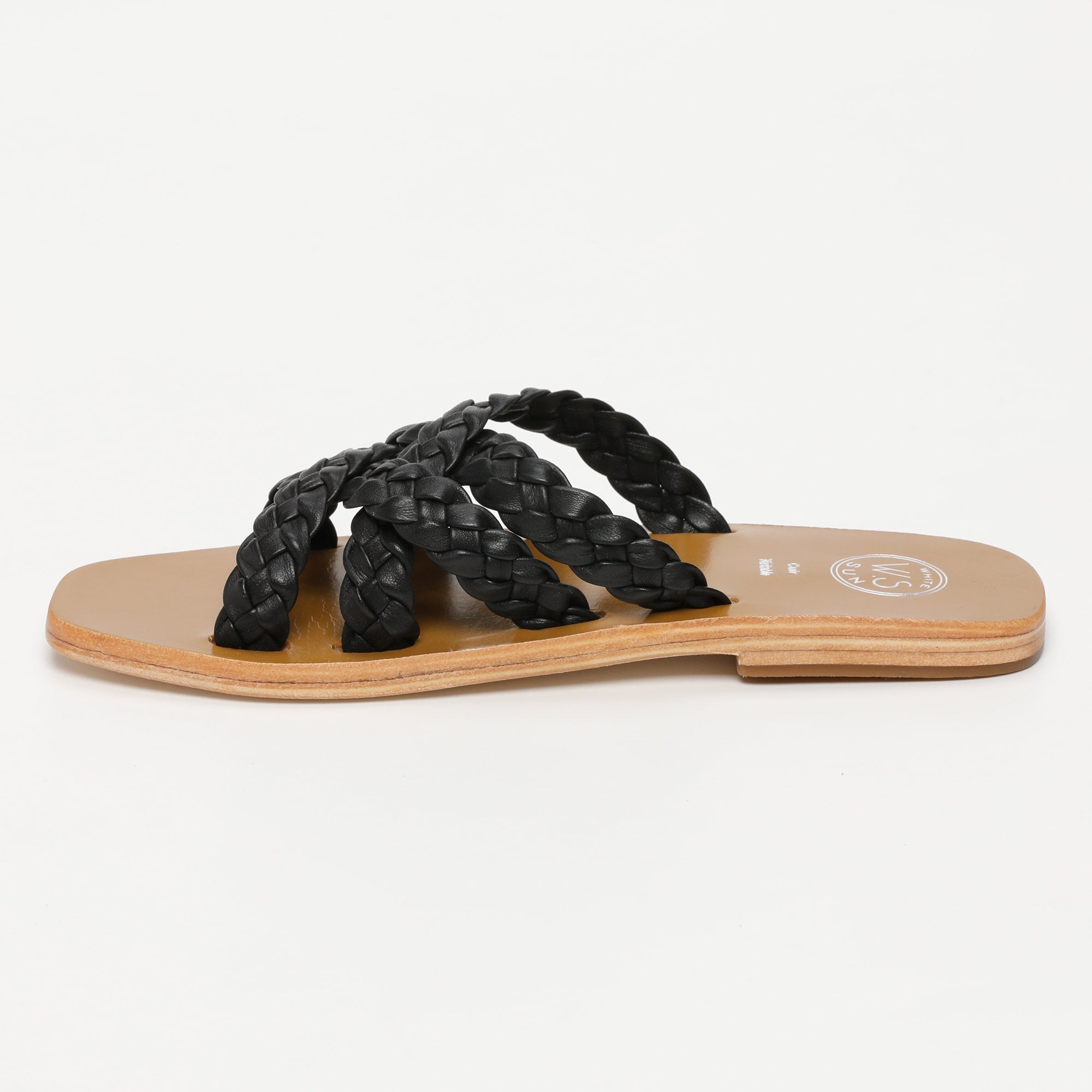 LUZZARA mules tresse en cuir noir