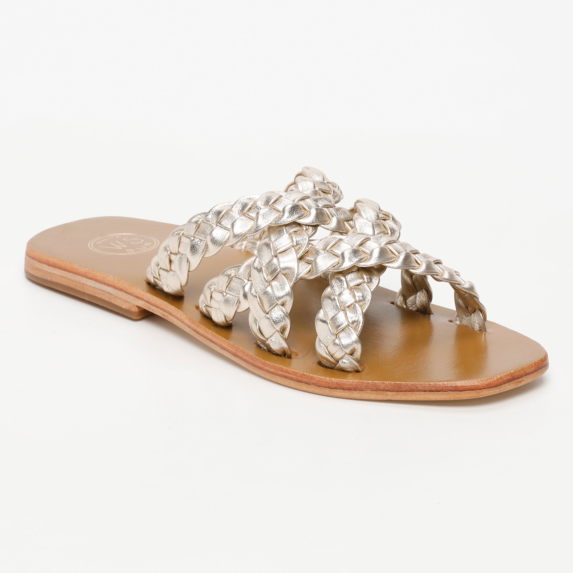 LUZZARA mules tresse en cuir platine