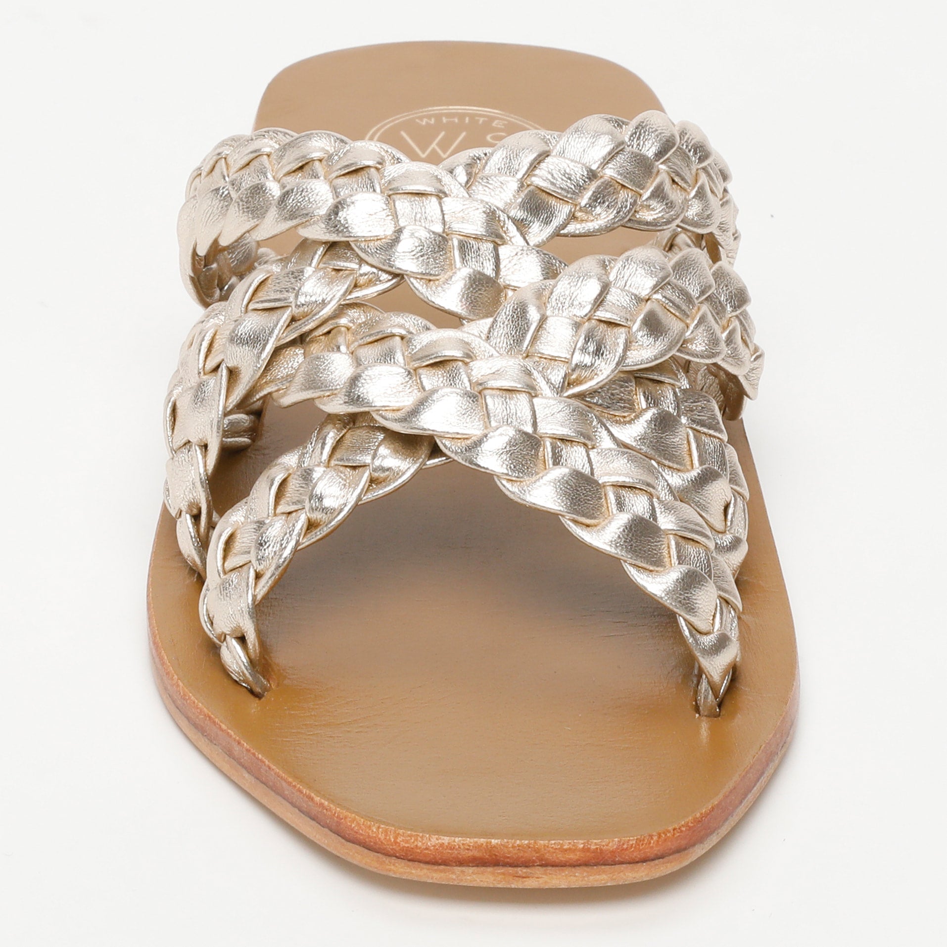 LUZZARA mules tresse en cuir platine