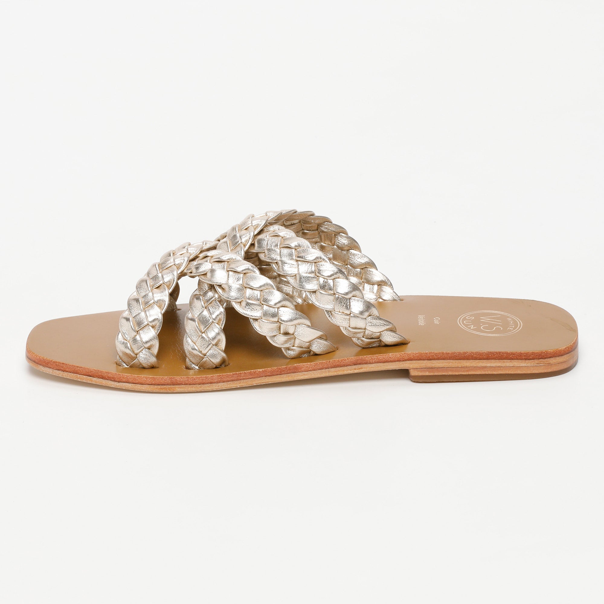 LUZZARA mules tresse en cuir platine