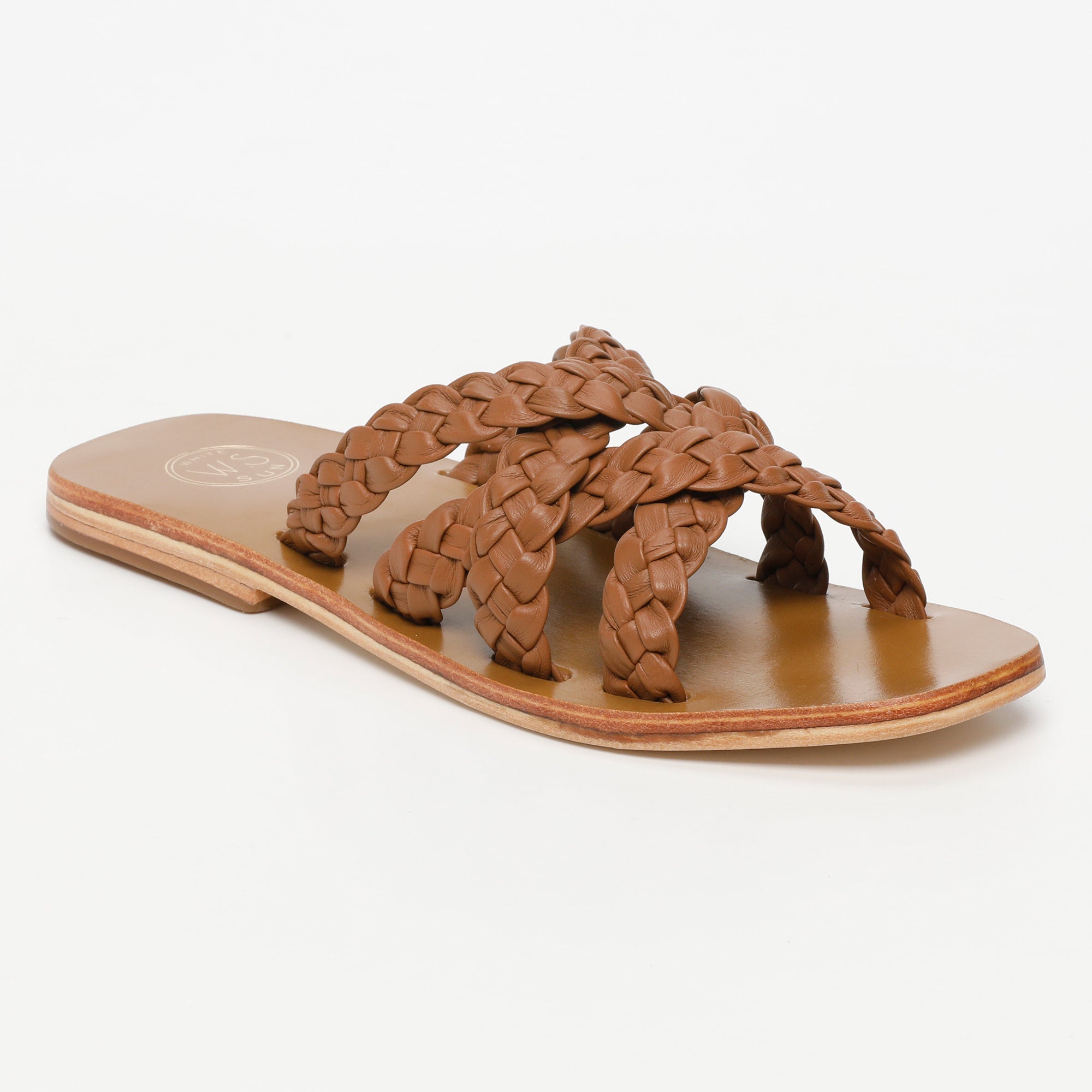 LUZZARA mules tresse en cuir camel