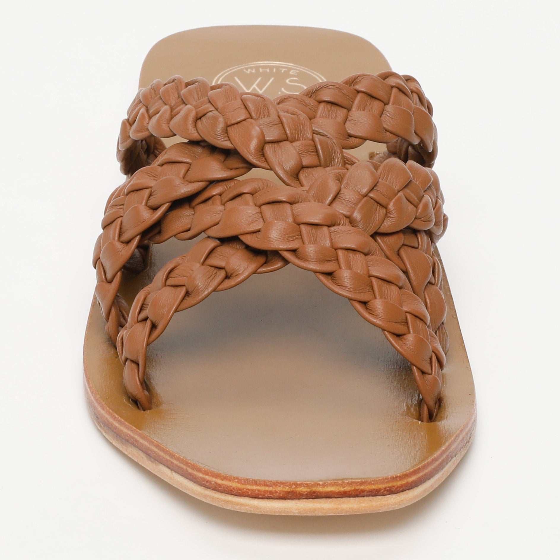 LUZZARA mules tresse en cuir camel