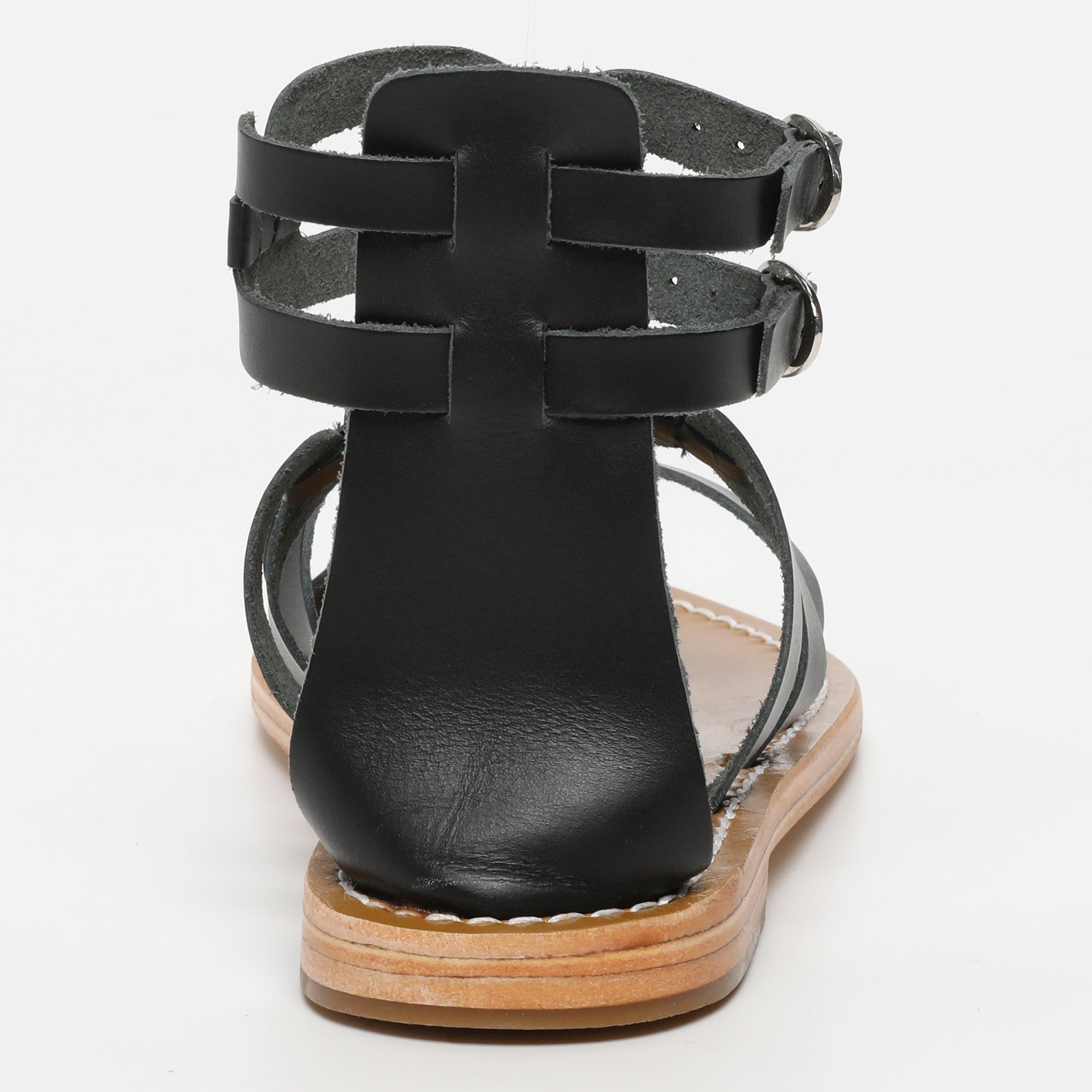 SIRALI sandales spartiates bracelet de cheville en cuir noir