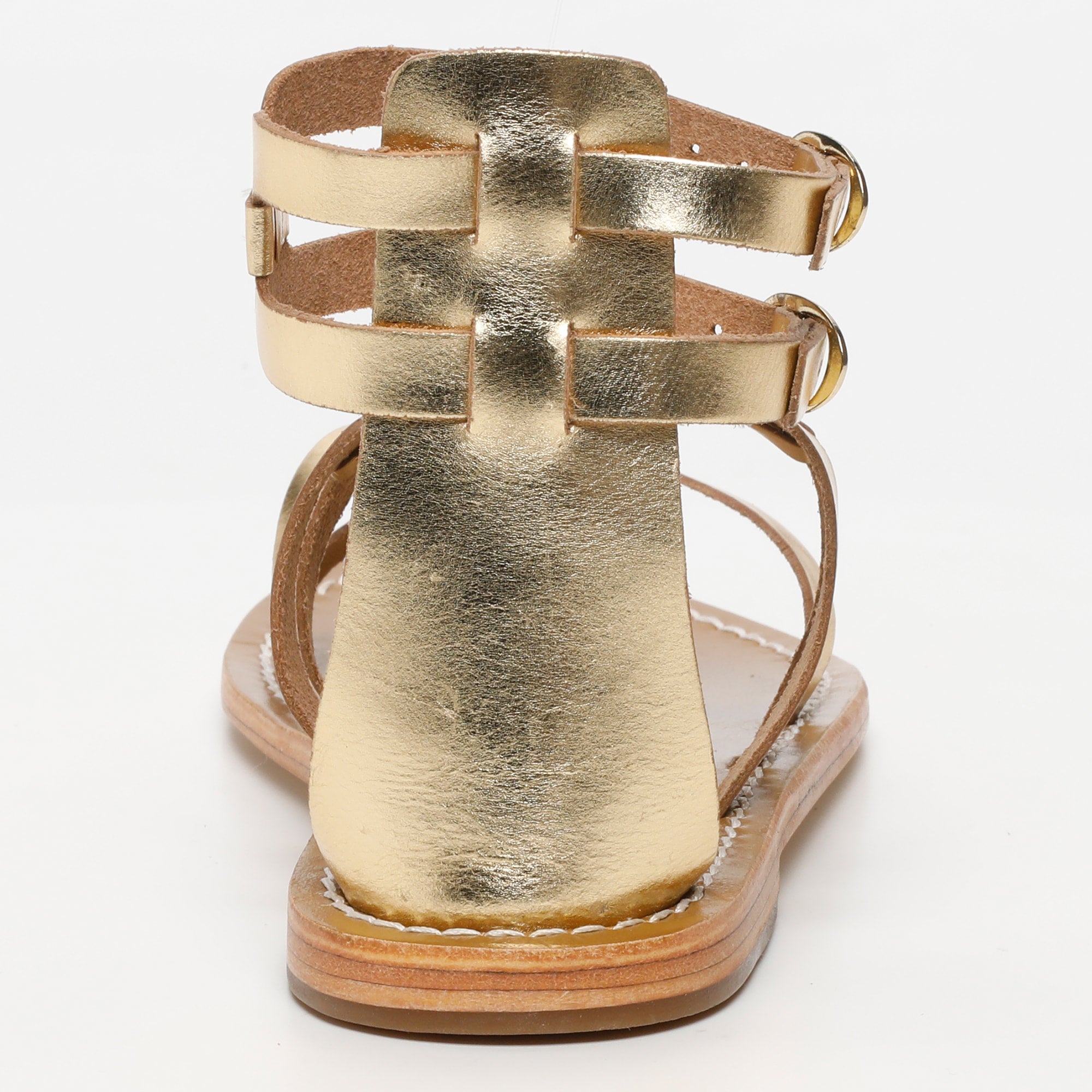 SIRALI sandales spartiates bracelet de cheville en cuir or foncé