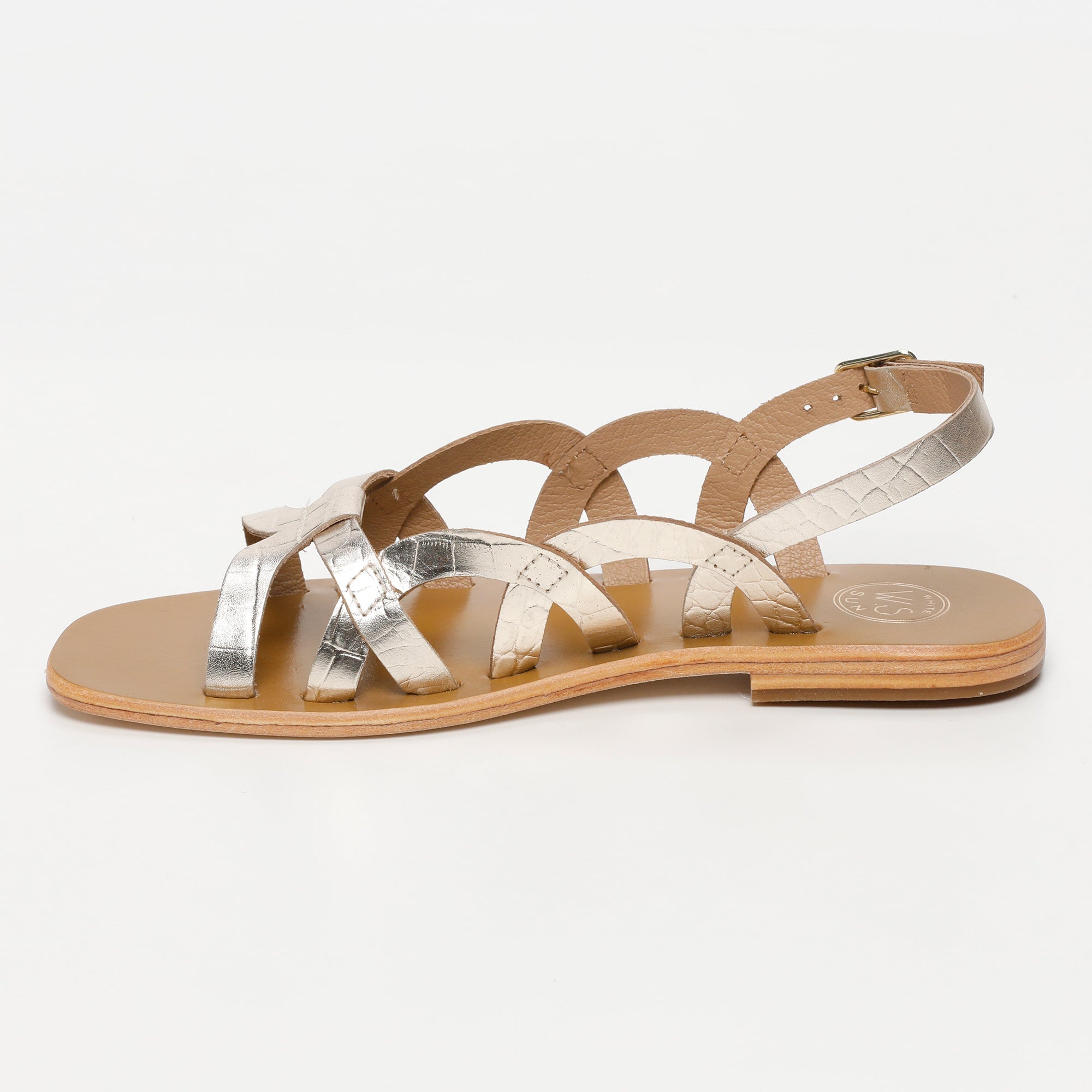 SAYLA sandales en cuir croco doré clair