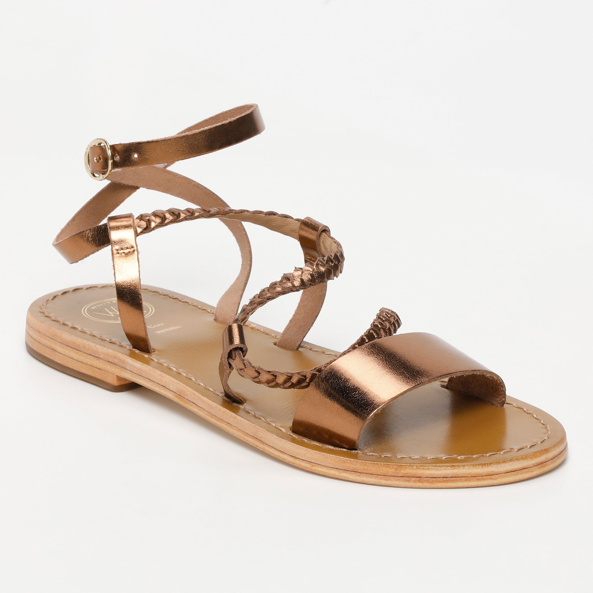 MAPARI sandales tresse en cuir bronze