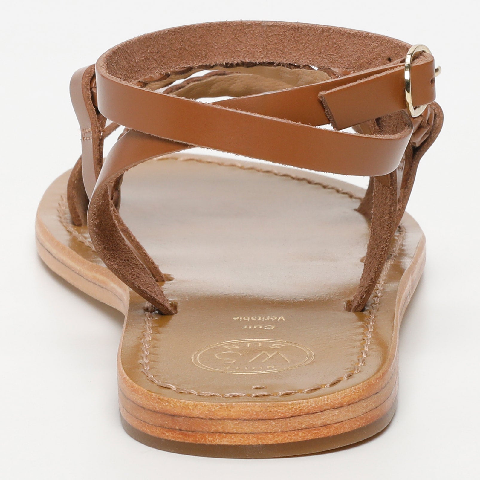 MAPARI sandales tresse en cuir camel
