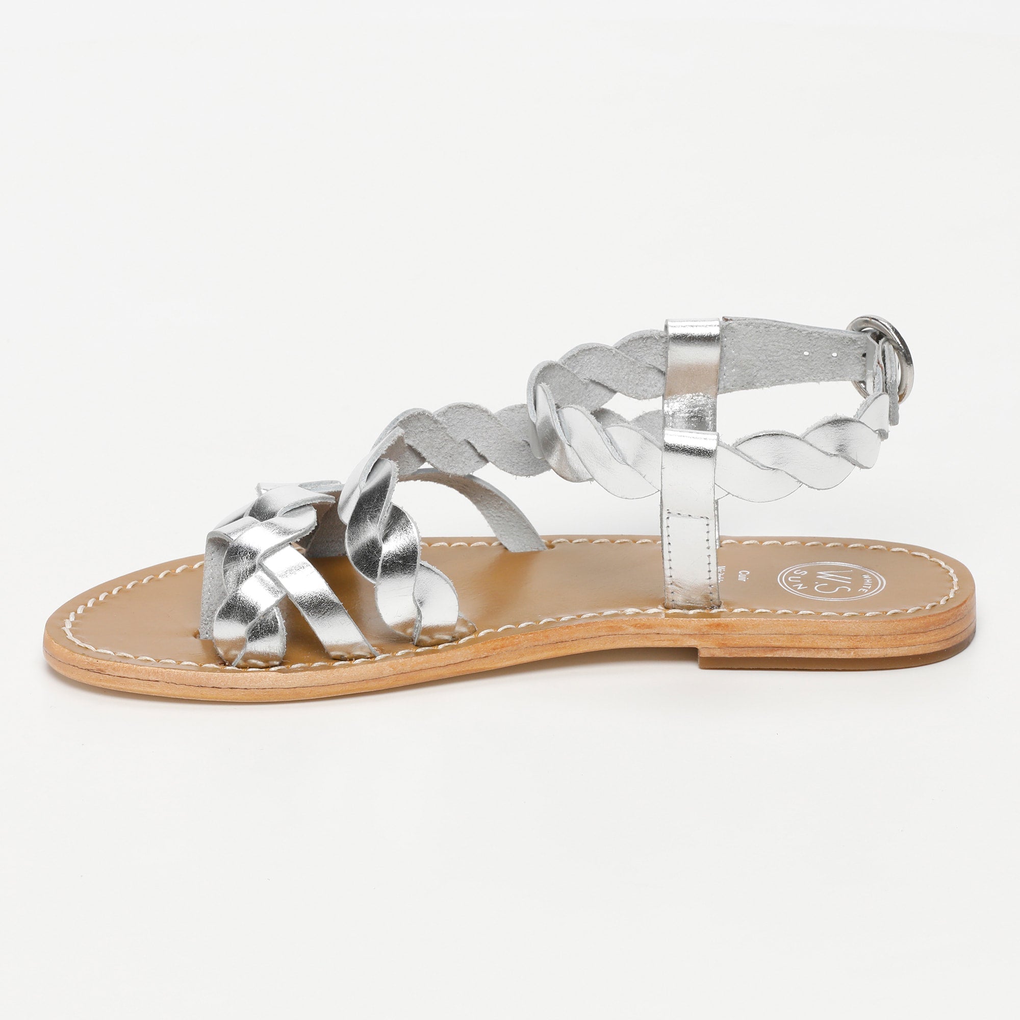 ALAMOSA sandales entre doigt en cuir argent