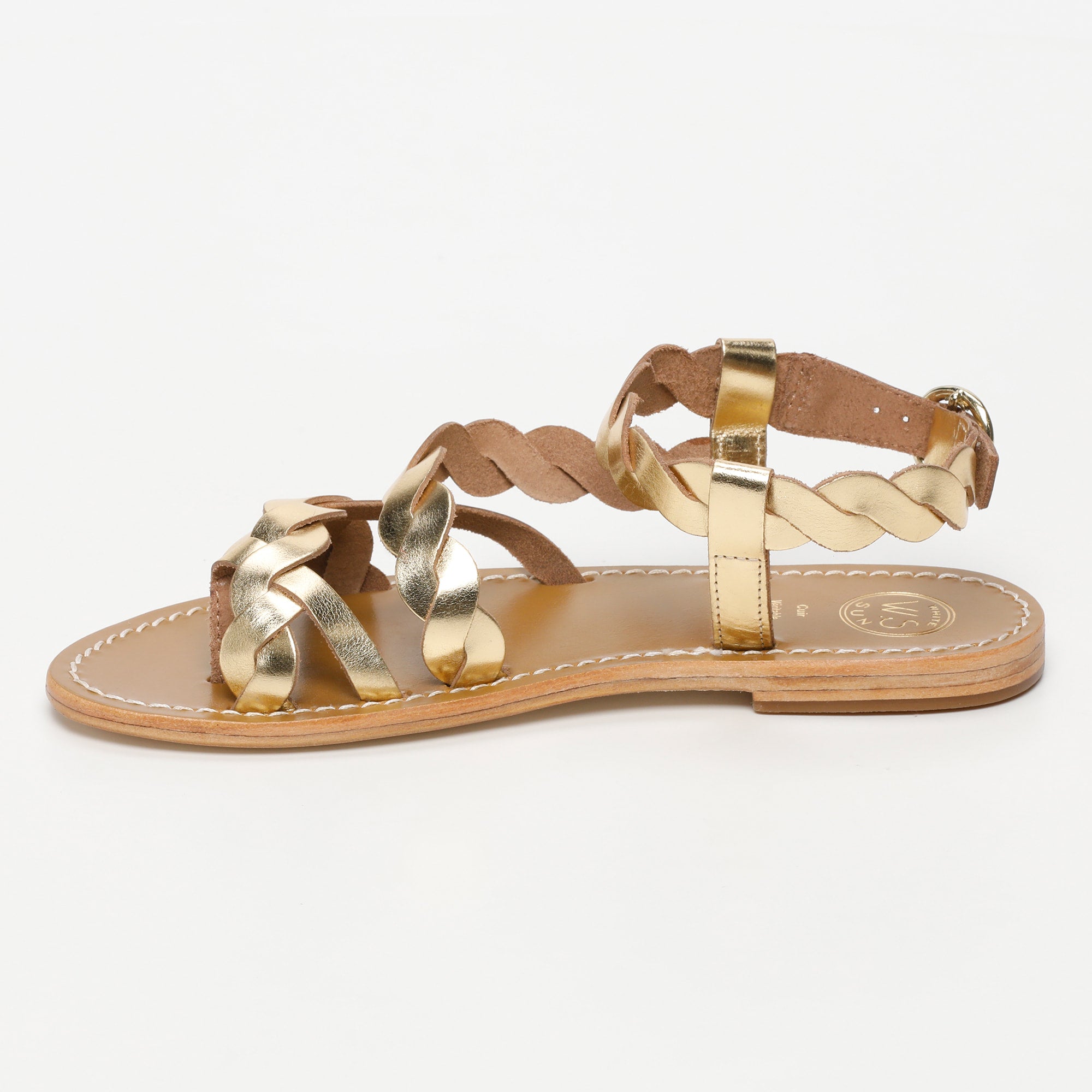 ALAMOSA sandales entre doigt en cuir or foncé