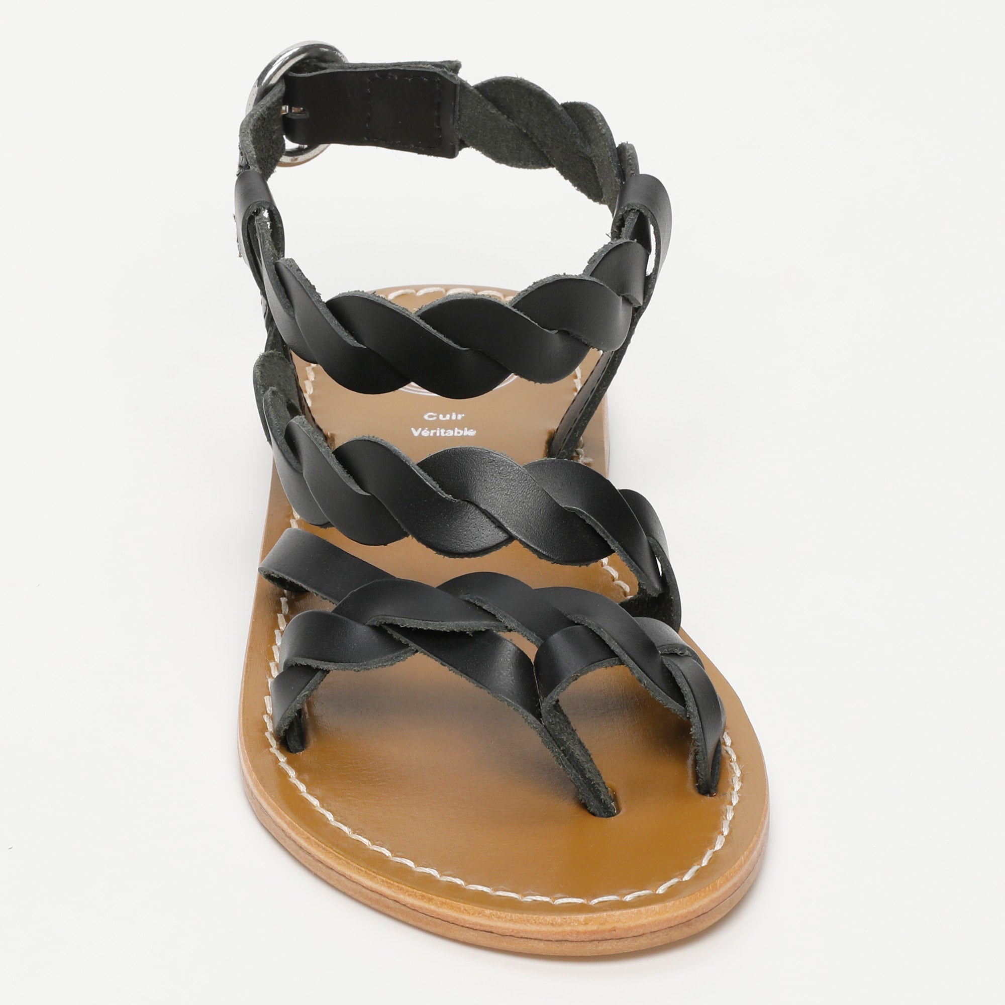 ALAMOSA sandales entre doigt en cuir noir