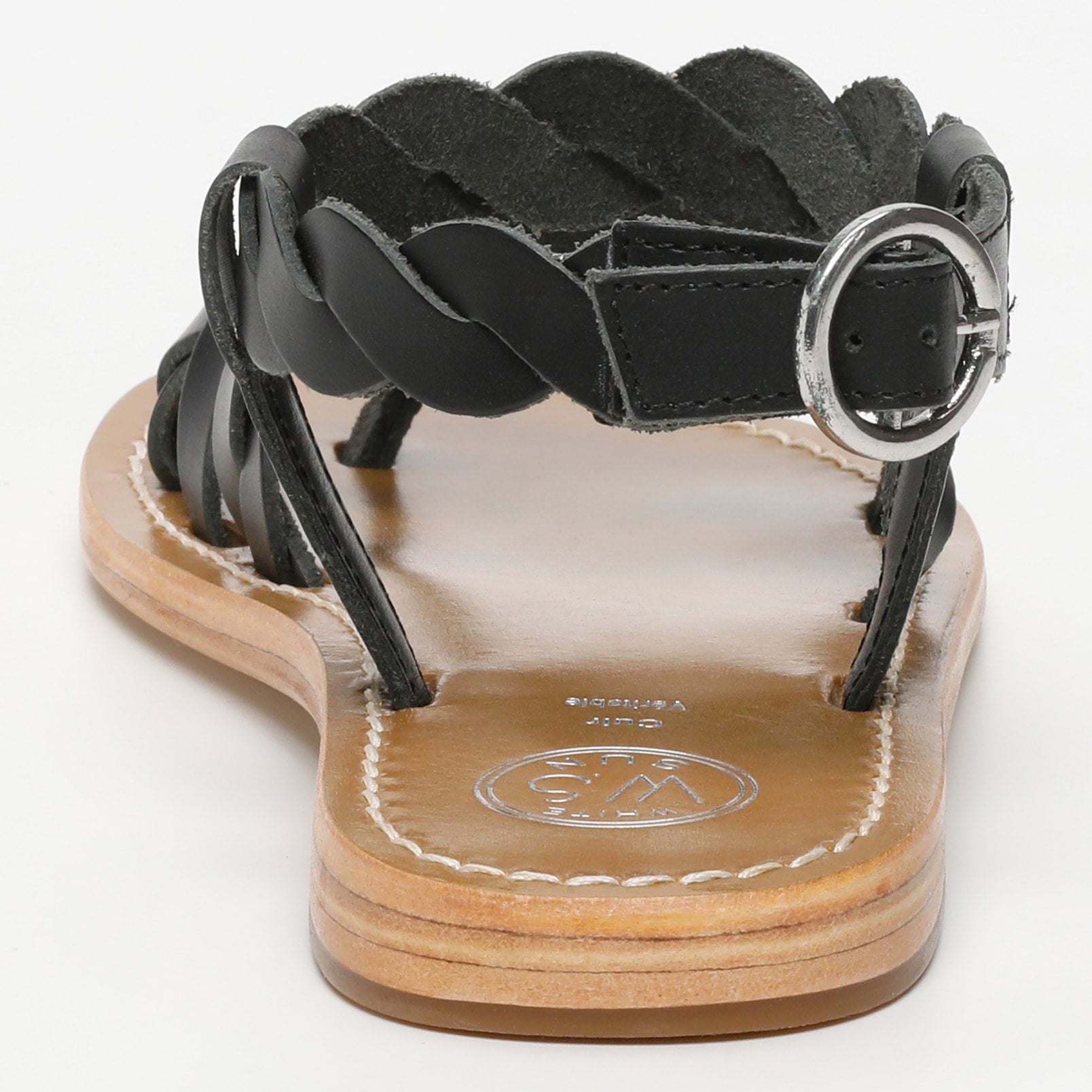 ALAMOSA sandales entre doigt en cuir noir