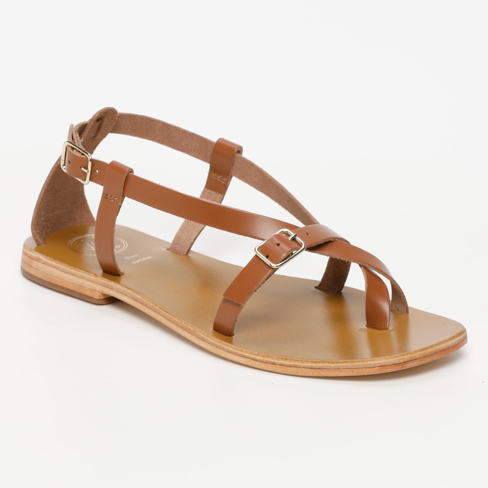 IDALIA sandales entre doigt en cuir camel