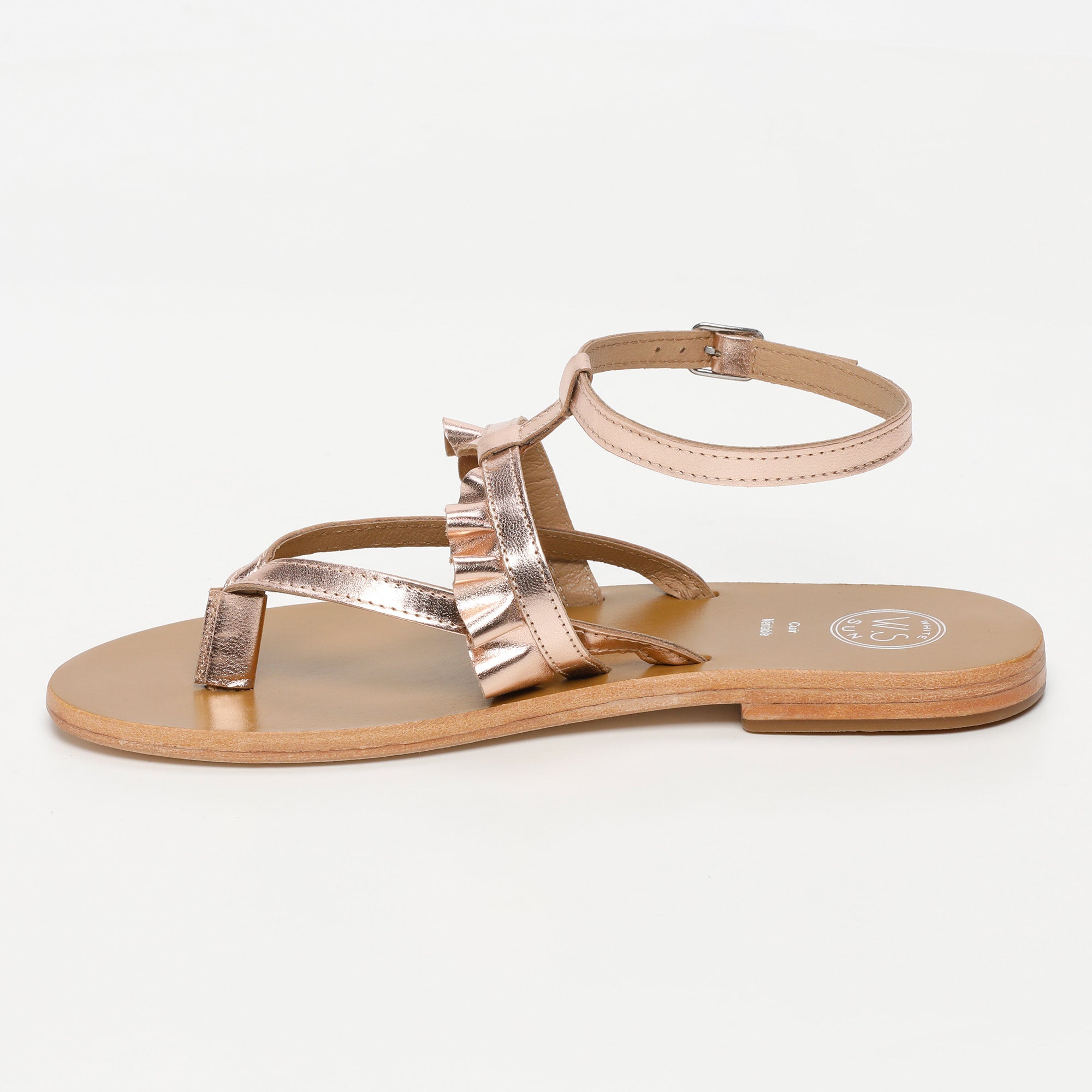 ONIDA sandales entre doigt en cuir or rose