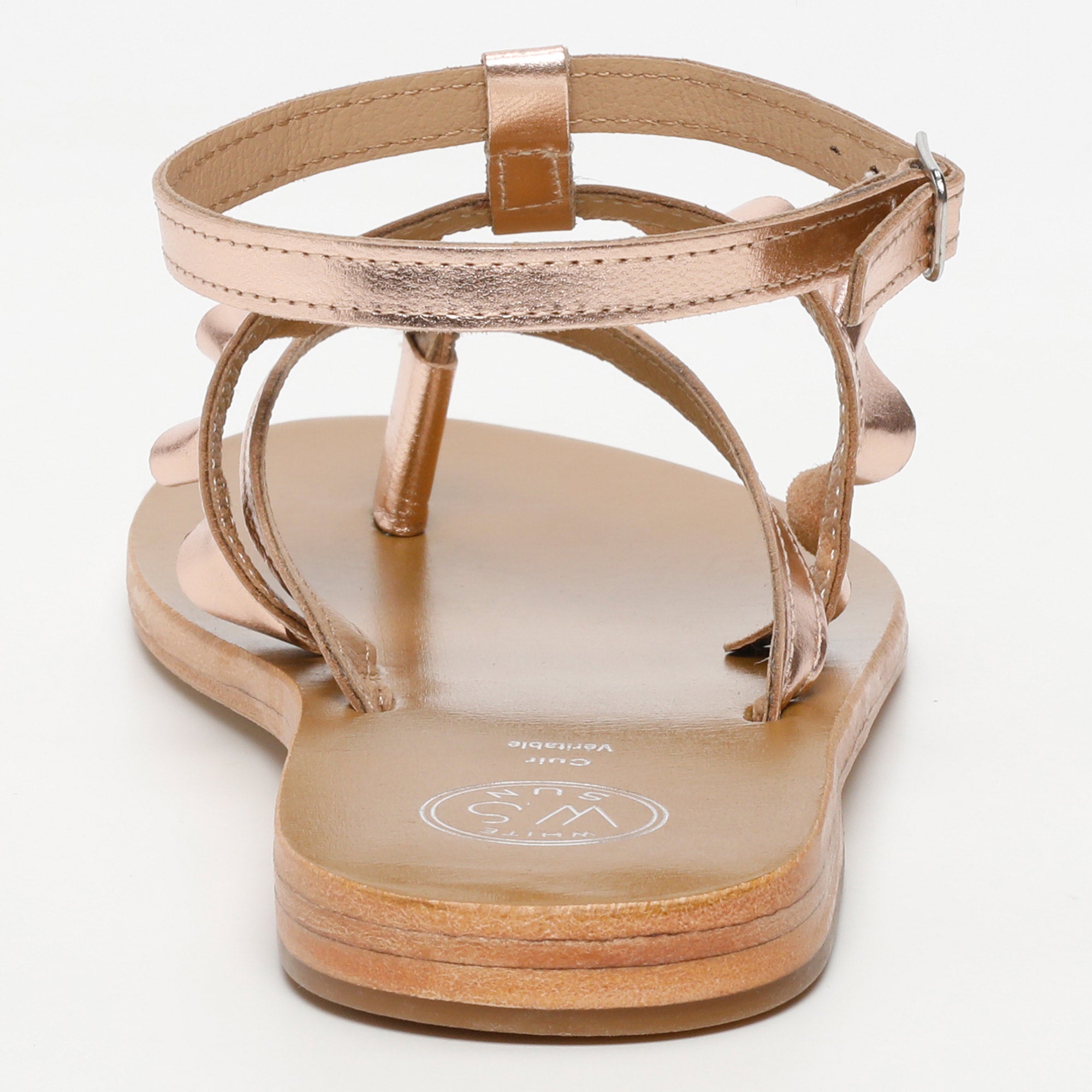 ONIDA sandales entre doigt en cuir or rose