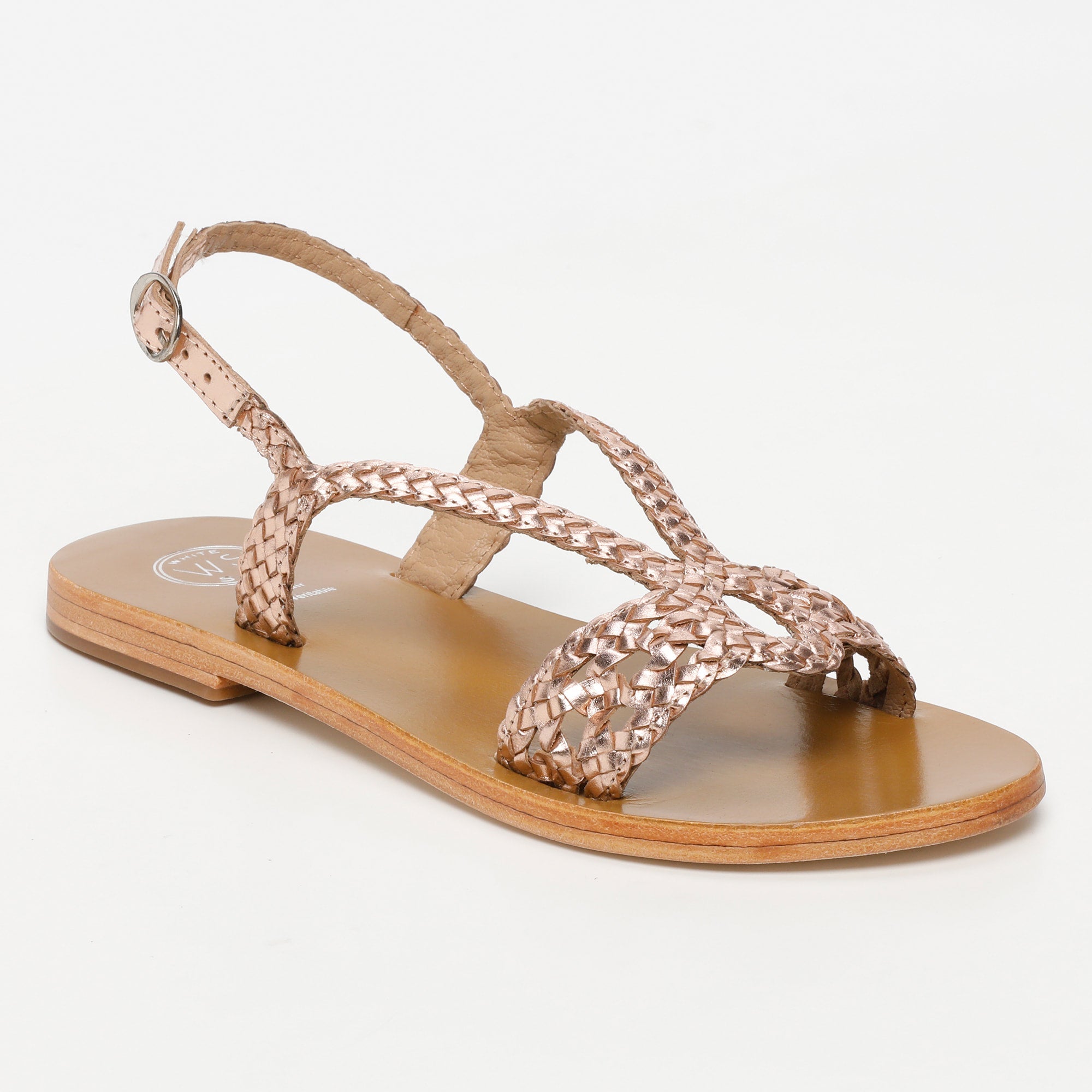 KATY sandales tresse en cuir or rose