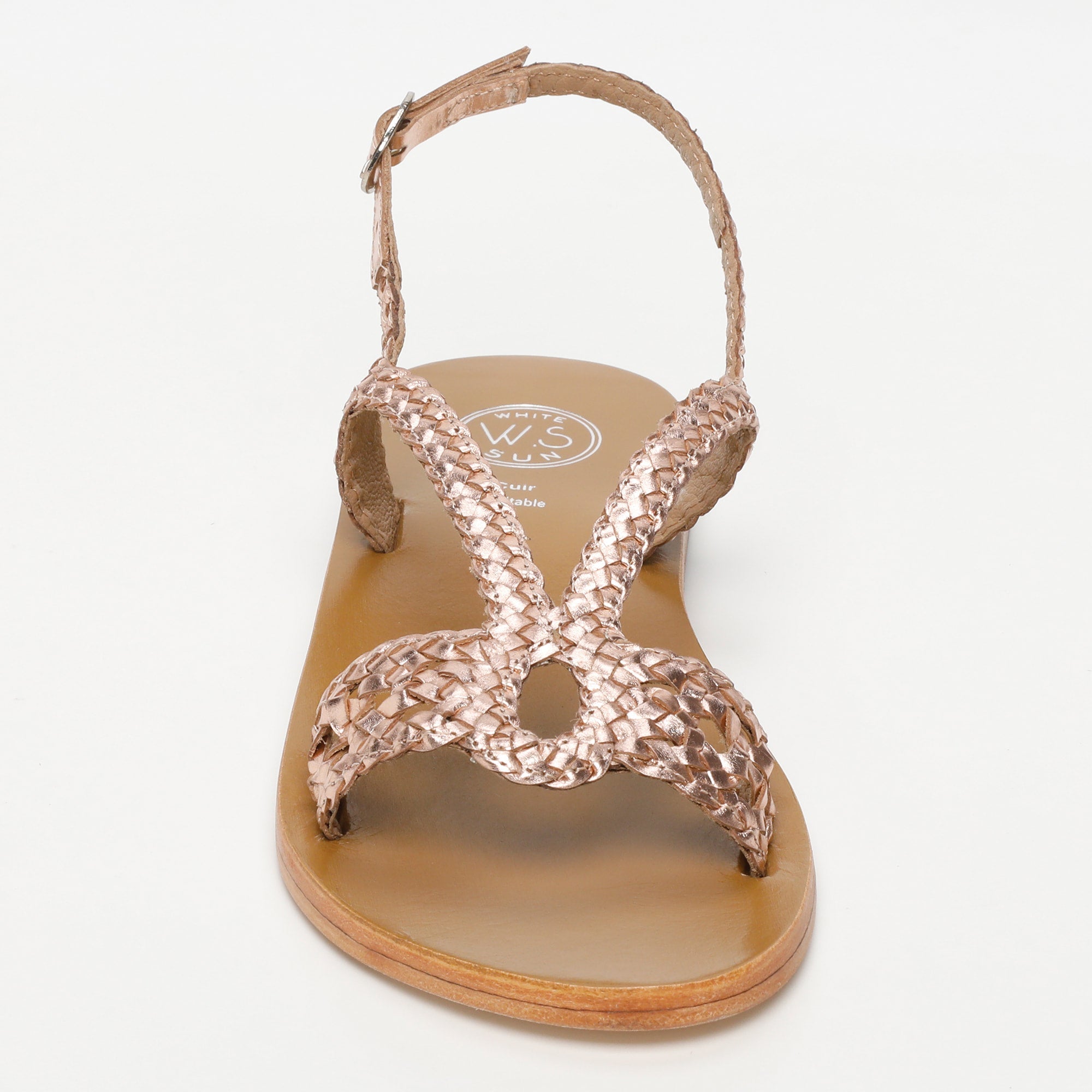KATY sandales tresse en cuir or rose
