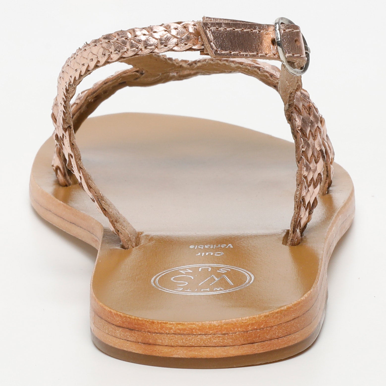 KATY sandales tresse en cuir or rose