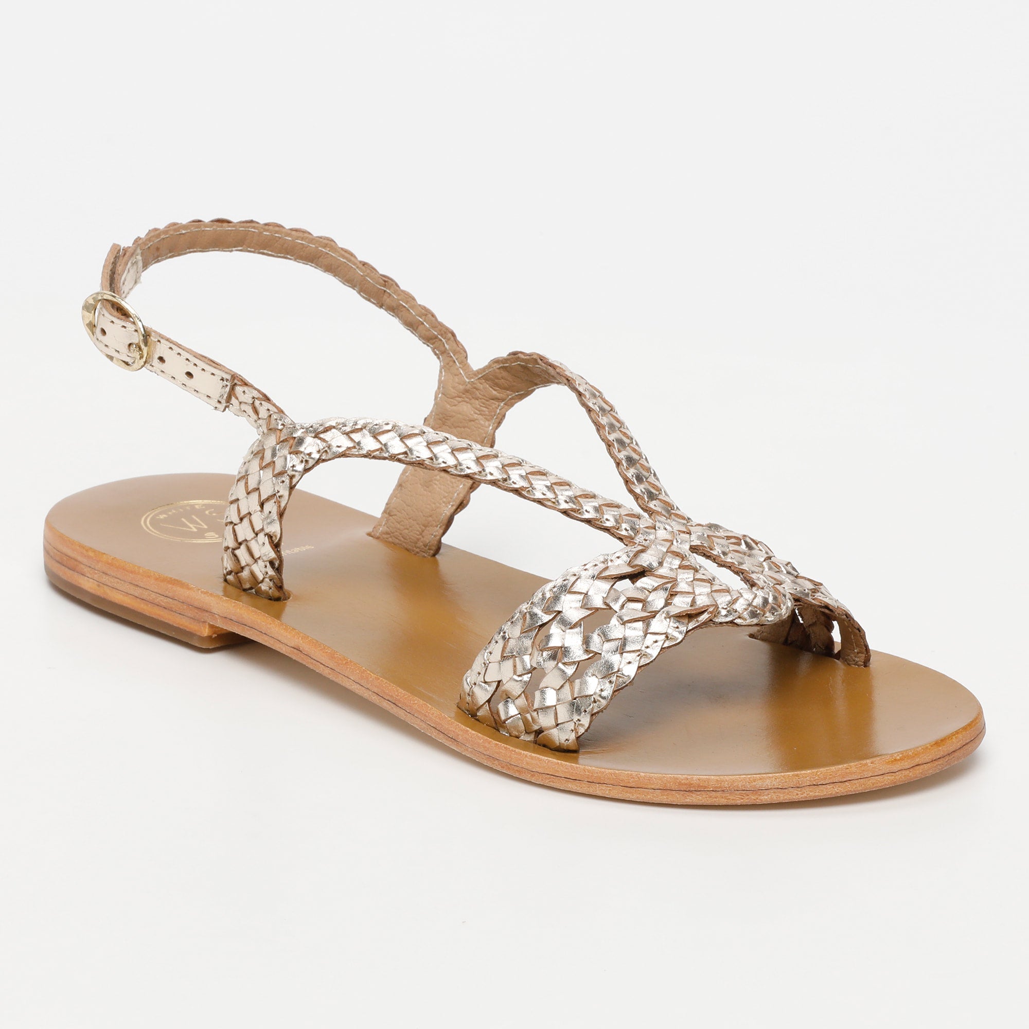 KATY sandales tresse en cuir or