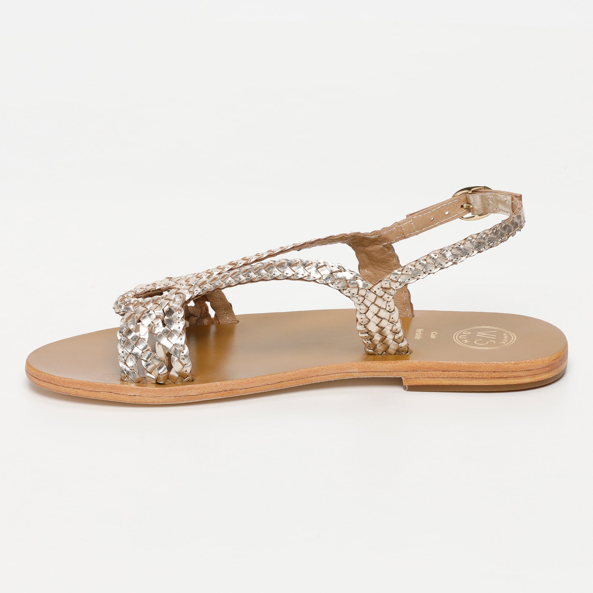 KATY sandales tresse en cuir or