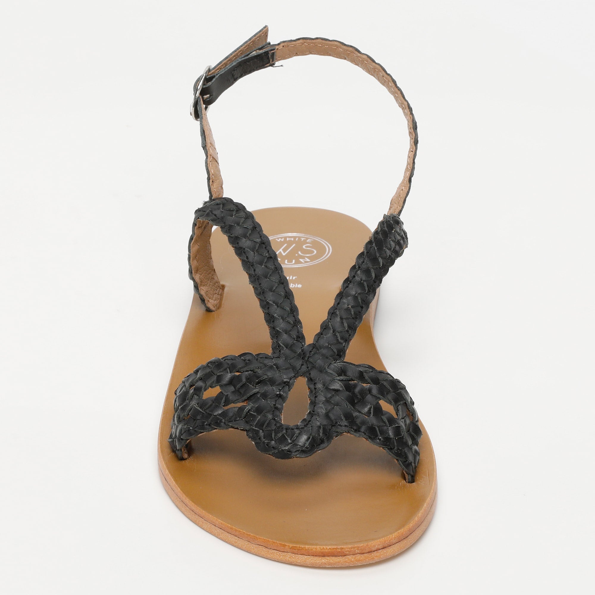 KATY sandales tresse en cuir noir
