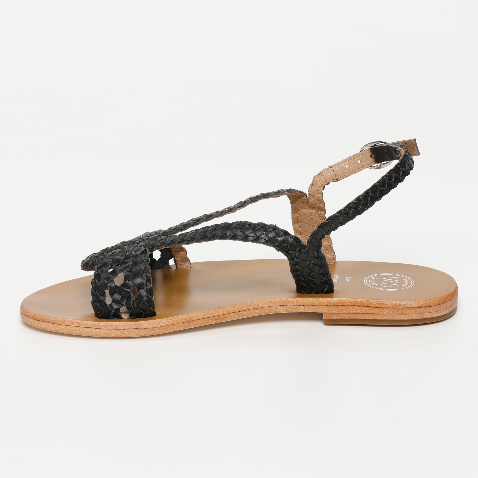 KATY sandales tresse en cuir noir