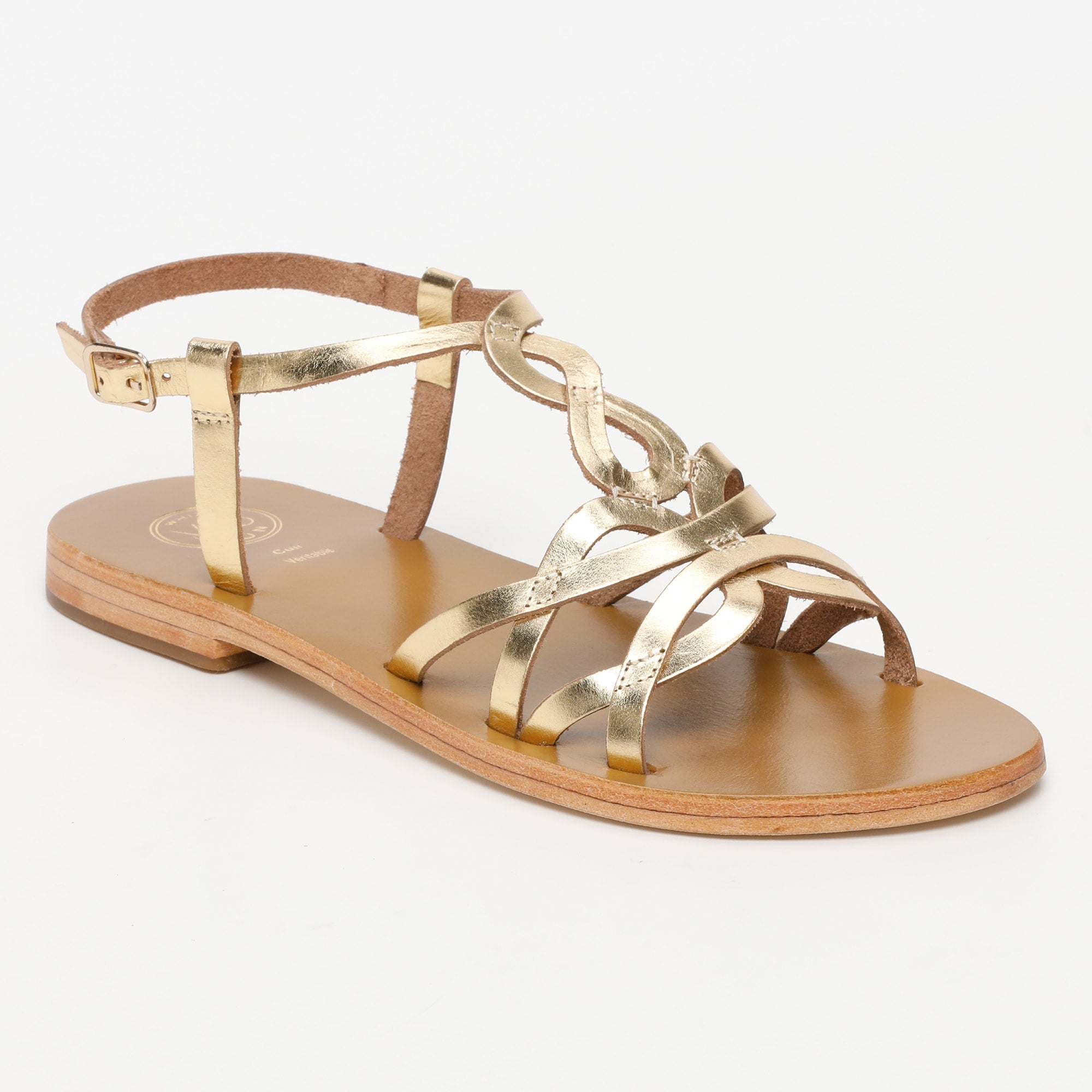 MARLENA sandales en cuir or foncé