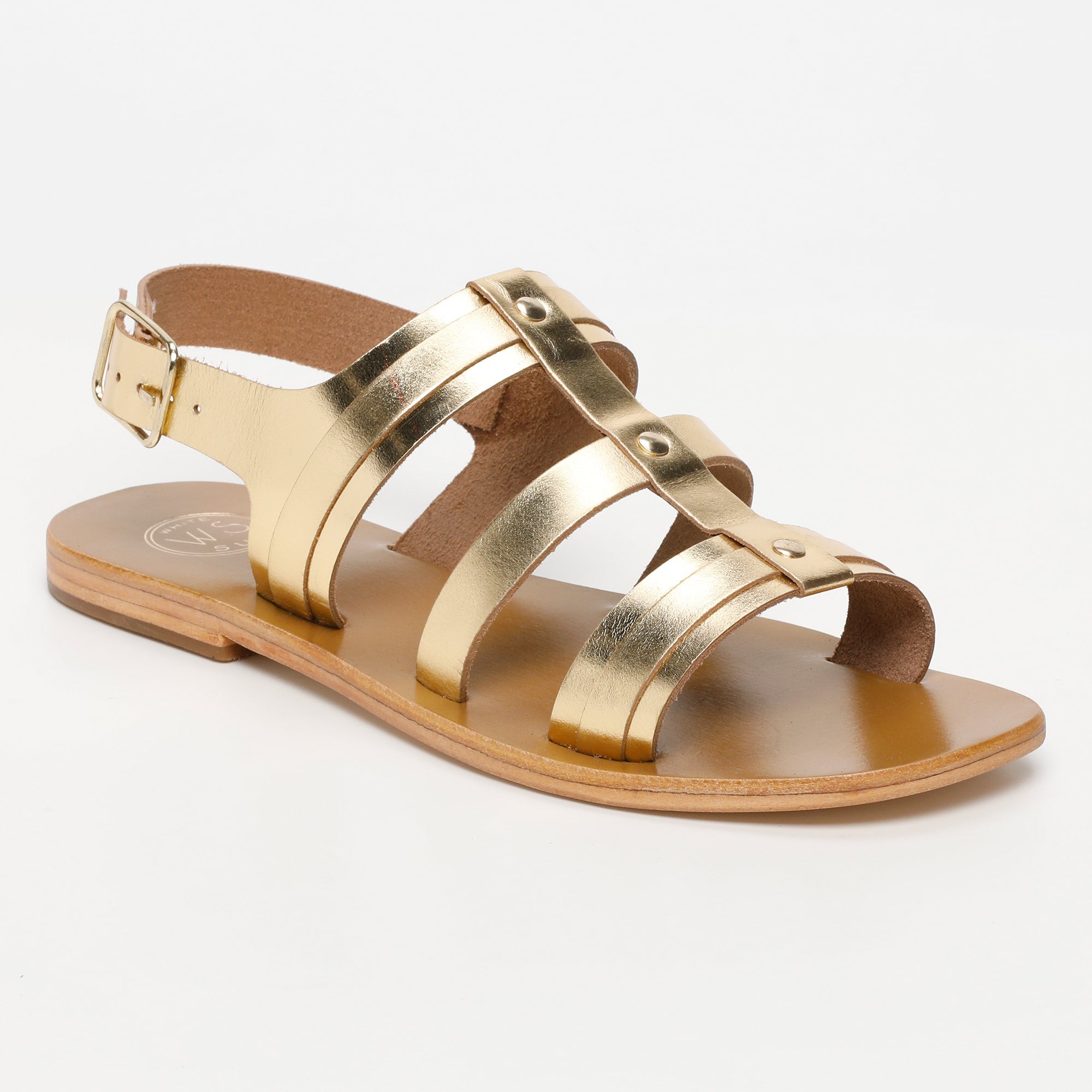 LIROLA sandales spartiates en cuir or foncé