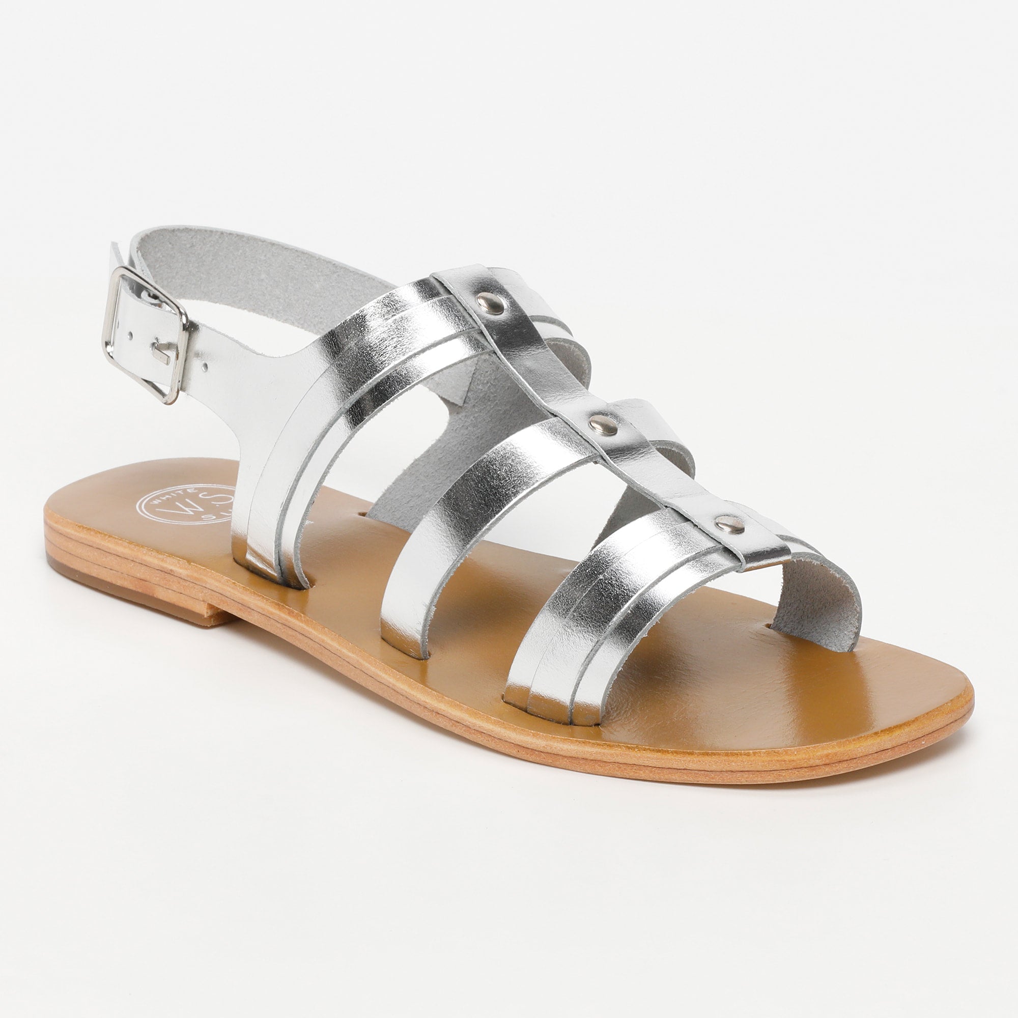 LIROLA sandales spartiates en cuir argent